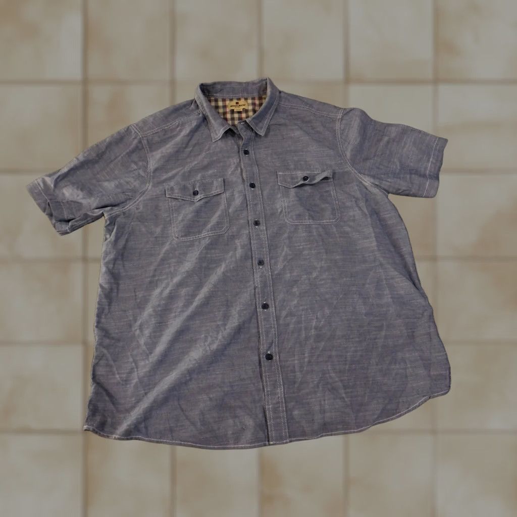 Vintage Woolrich Button-Up Shirt Mens 2XL Blue Chambray Casual Outdoor Slimming Pockets Short Sleeve Regular Fit Classic Outdoor Mens Size US XXL / EU 58 / 5 - 1 Thumbnail