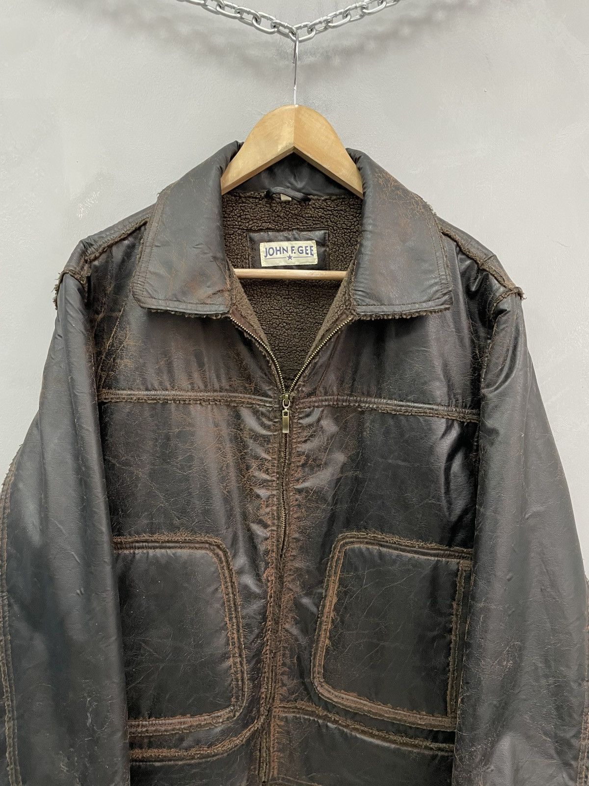 Diesel Diesel style distressed faux Leather Jacket shearling y2k Size US L / EU 52-54 / 3 - 2 Thumbnail