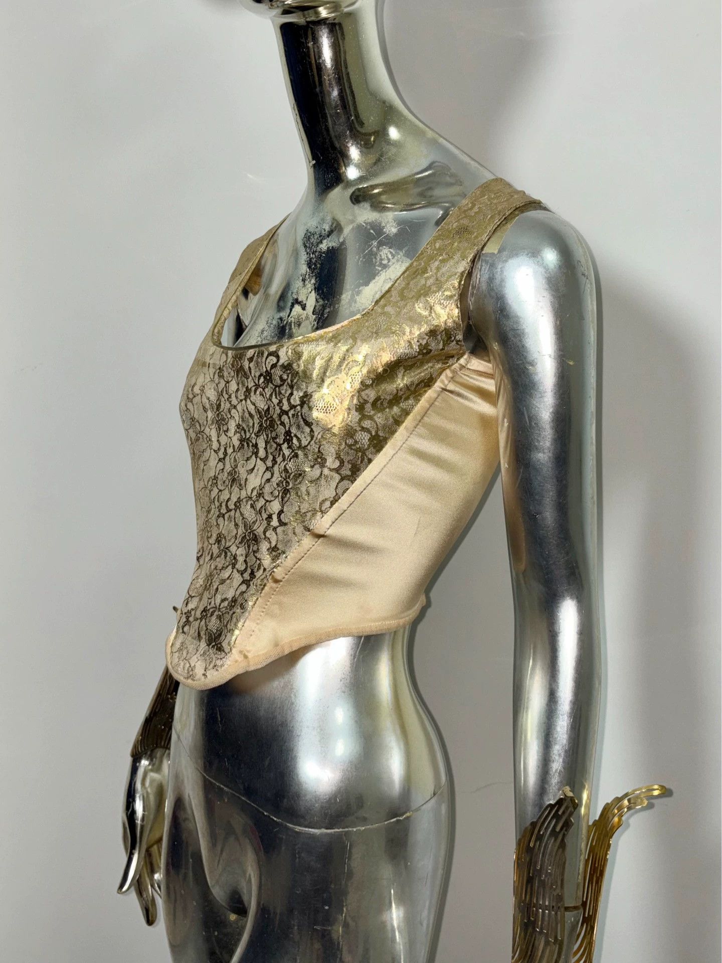 Vivienne Westwood Vivienne Westwood Vintage 90s Gold Foil Lace Corset Size XL / US 12-14 / IT 48-50 - 2 Thumbnail
