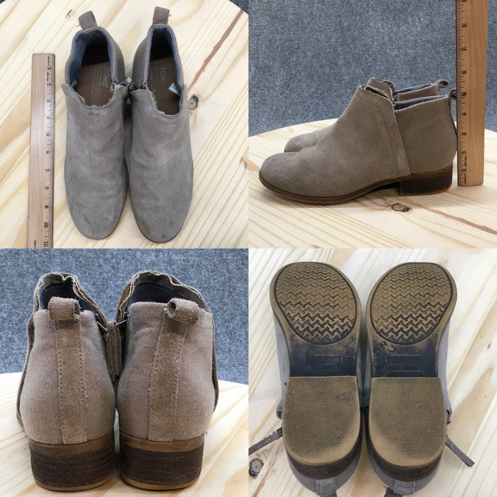 Toms TOMS Boots Womens 8.5 Deia Casual Slip On Ankle Bootie Taupe Suede Brown Leather Ultralight Zipper Casual 10009622 Boots Womens Size US 9 / IT 39 - 8 Thumbnail