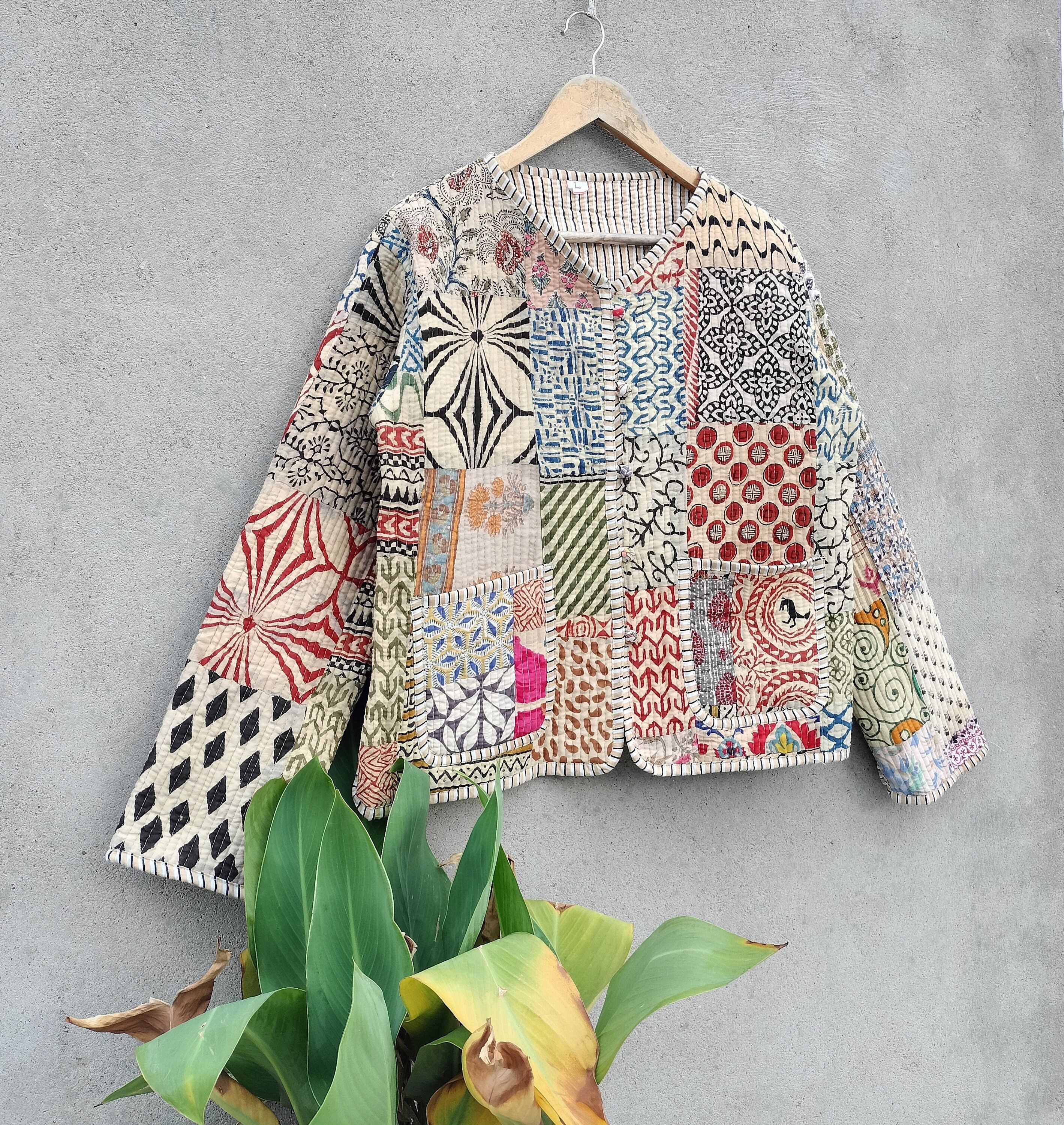 Handmade Patchwork Jacket, Quilted Jackets, Vintage Jackets Size M / US 6-8 / IT 42-44 - 4 Thumbnail