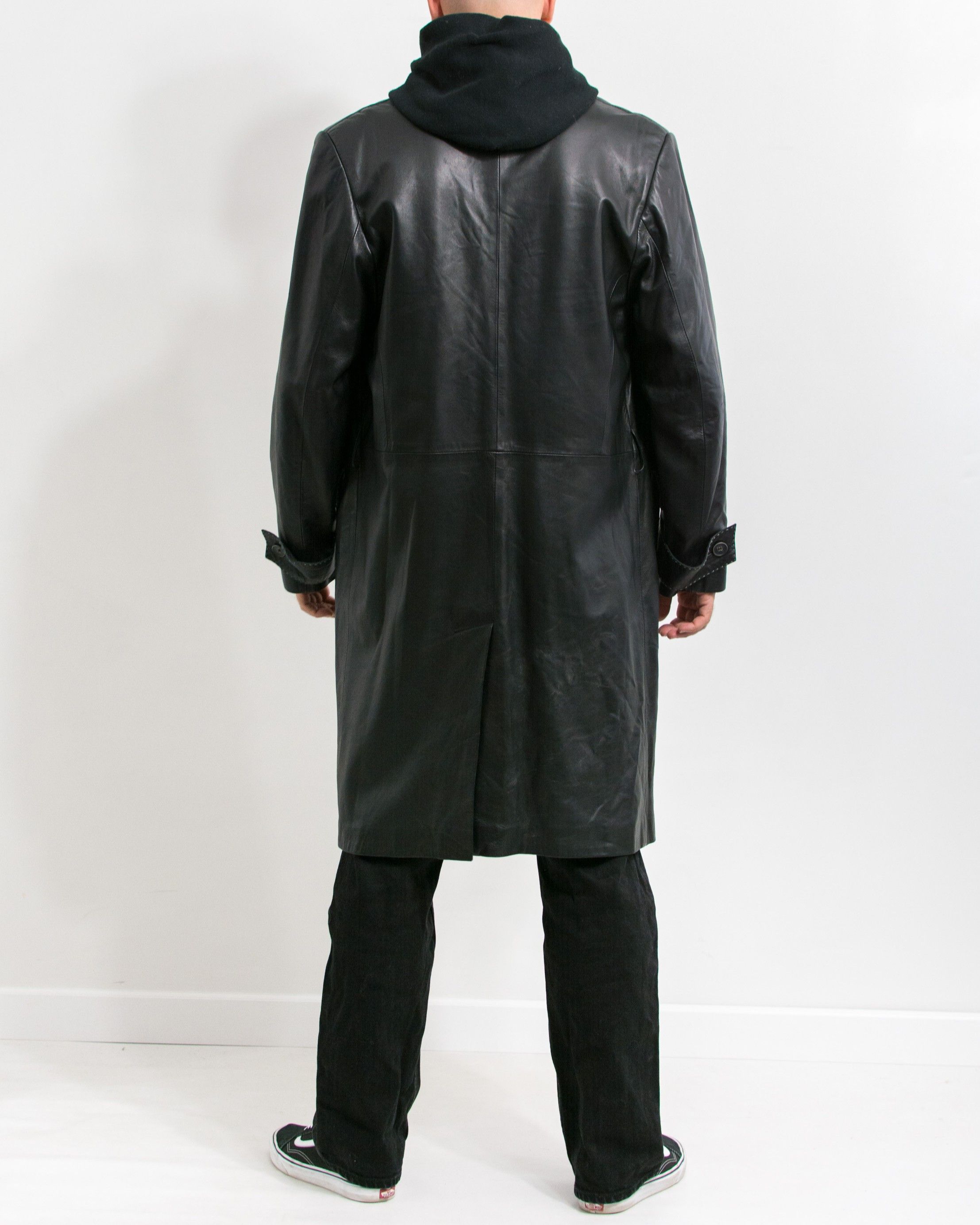 Genuine Leather × Vintage Vintage Black Leather Trench Coat Men’s Size L Size US L / EU 52-54 / 3 - 5 Thumbnail