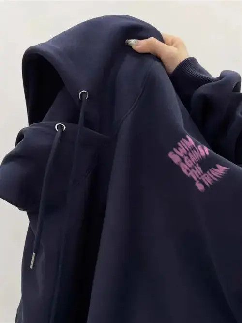 Other Hip Hop Heavy Shadow Letter Print Casual L Hooded Sweatshirt Size US L / EU 52-54 / 3 - 3 Thumbnail