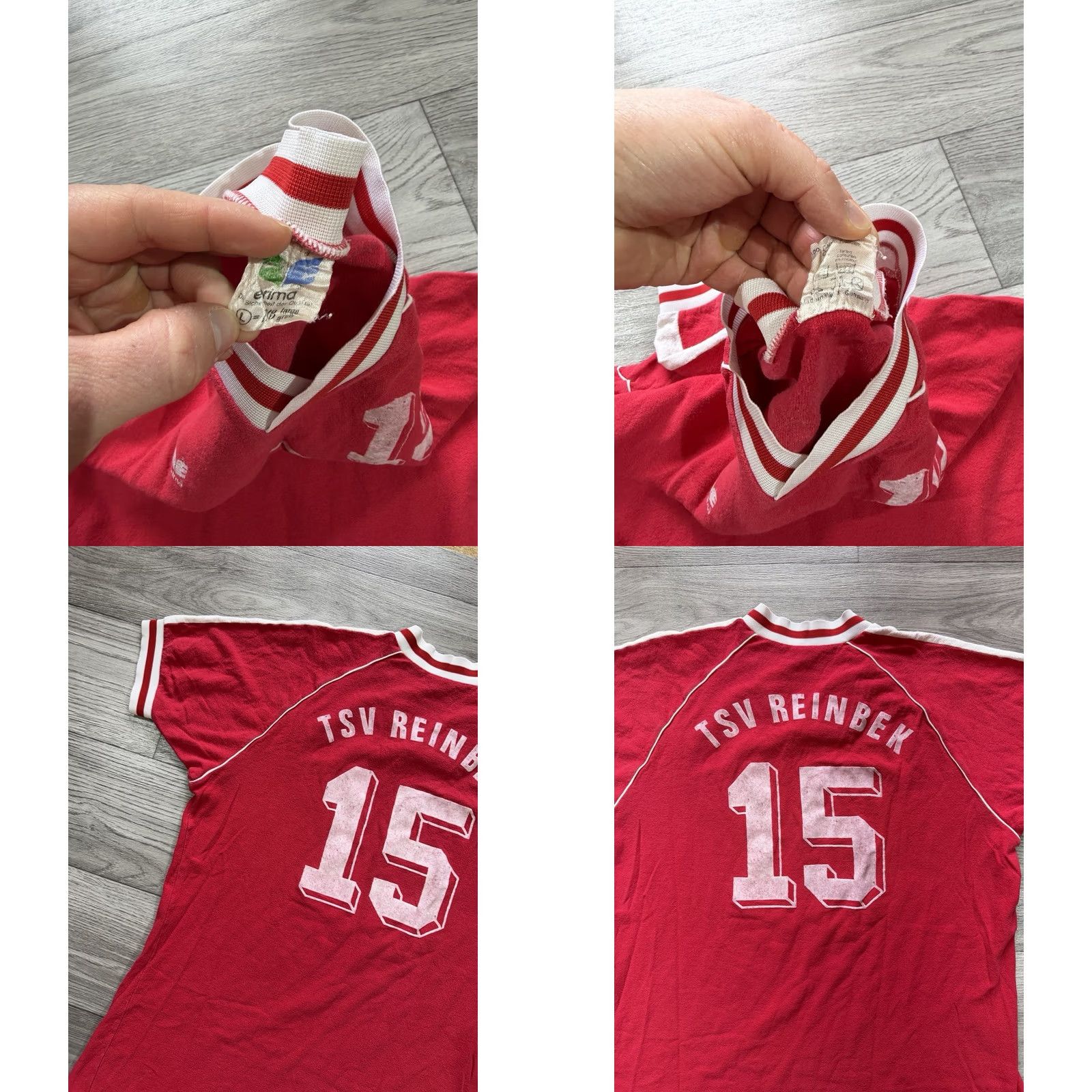 Erima TSV REINBEK 1980s #15 Jersey Shirt ERIMA Size L Red Men Short Sleeve Football Soccer T-Shirt Size US L / EU 52-54 / 3 - 8 Thumbnail