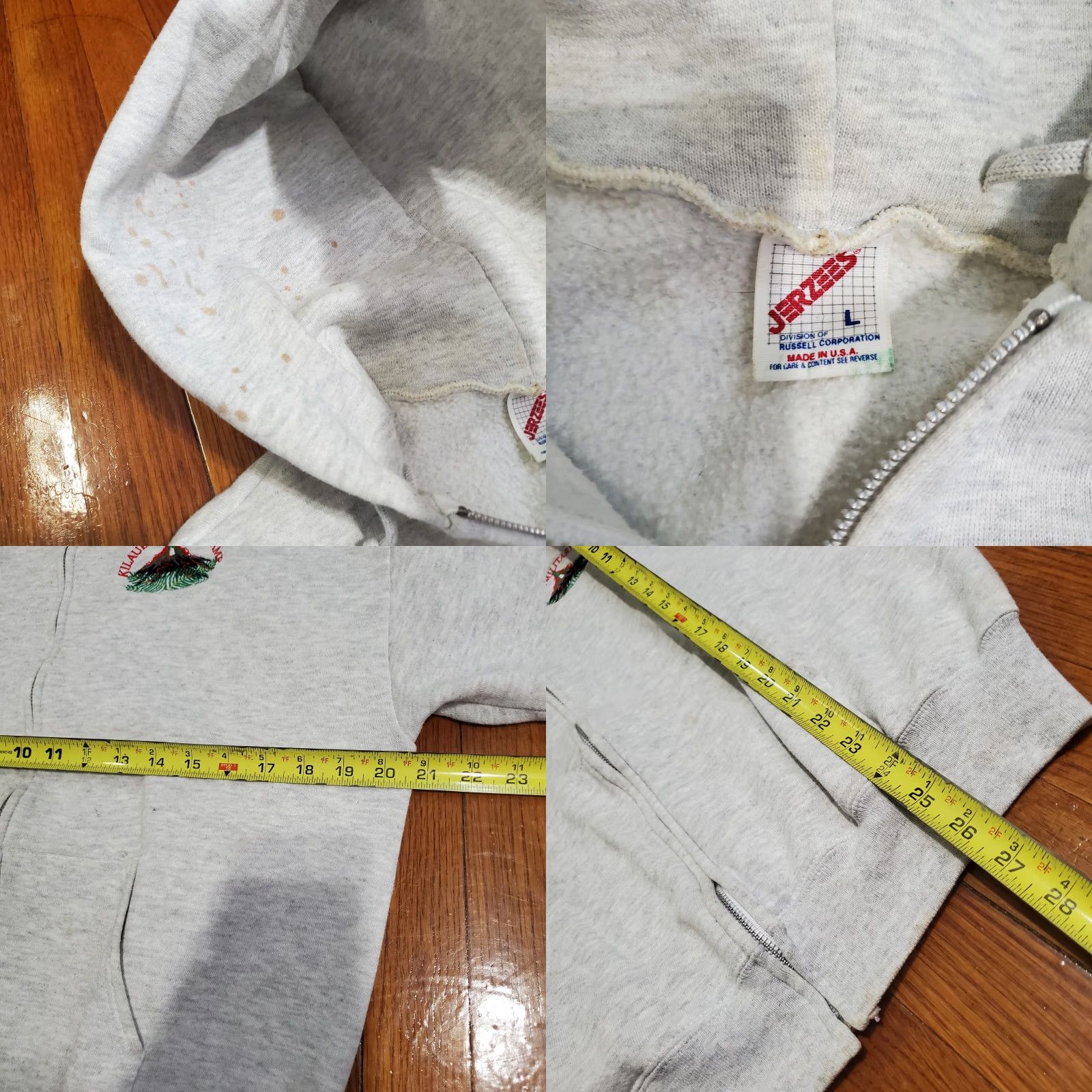 Jerzees VINTAGE Kilauea Military Camp Volcano Hawaii Hoodie Full Zip Sz Large Stained Size US L / EU 52-54 / 3 - 8 Thumbnail