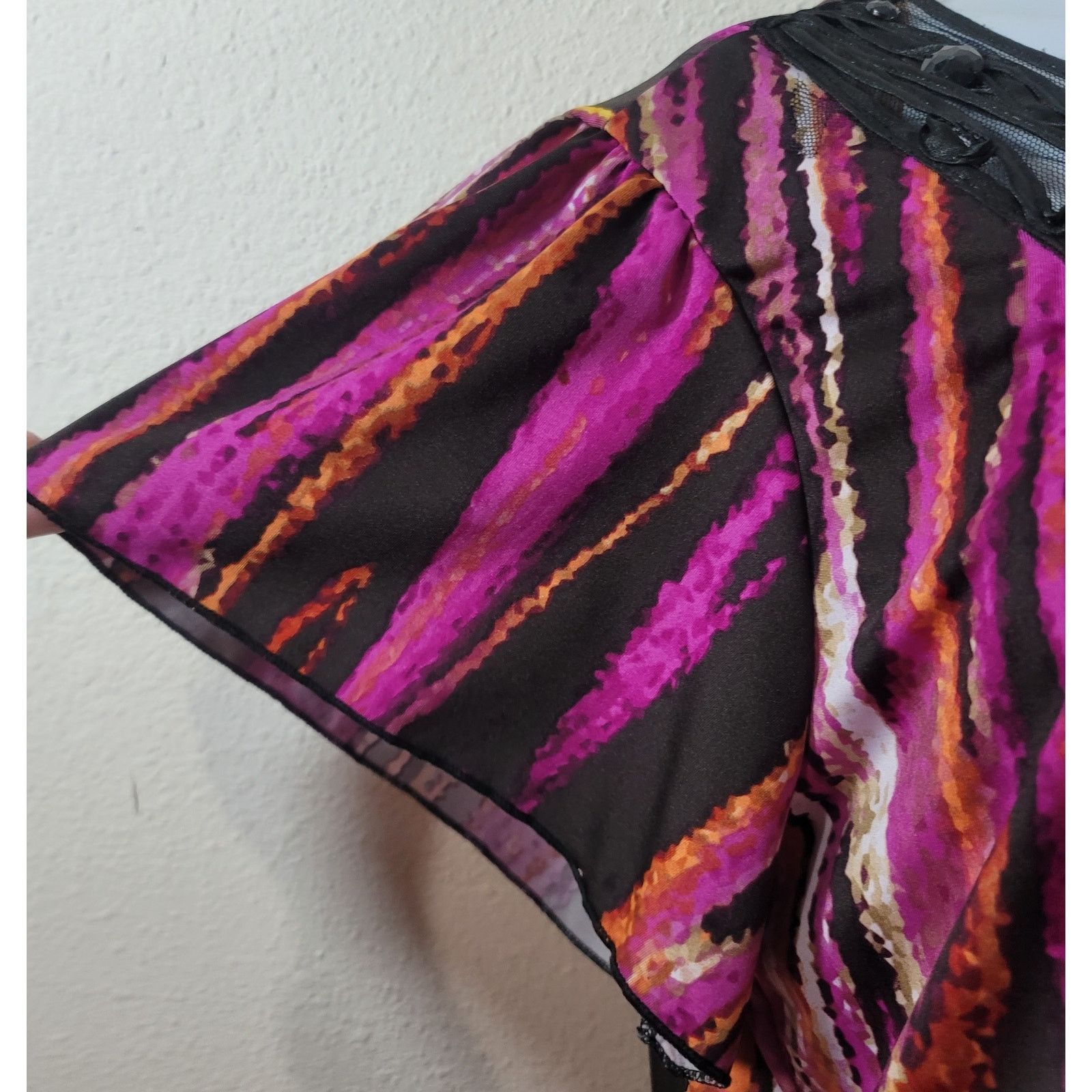 Other Fashion Bug Purple Black Striped Beading Lace Trim Top XL Size XL / US 12-14 / IT 48-50 - 6 Thumbnail