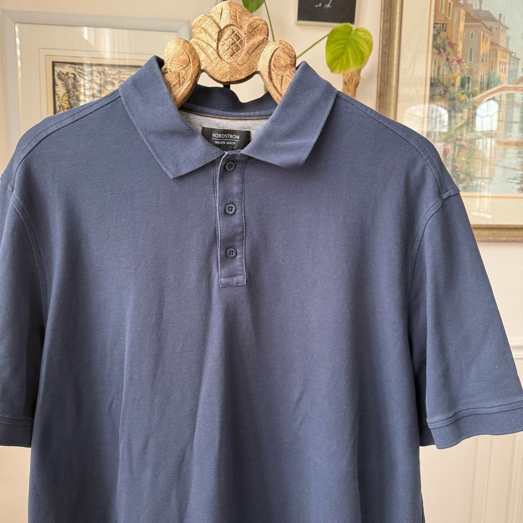 Nordstrom Nordstrom Men’s Polo Golf Shirt Dark Blue Pique Cotton XXL Size US XXL / EU 58 / 5 - 2 Thumbnail