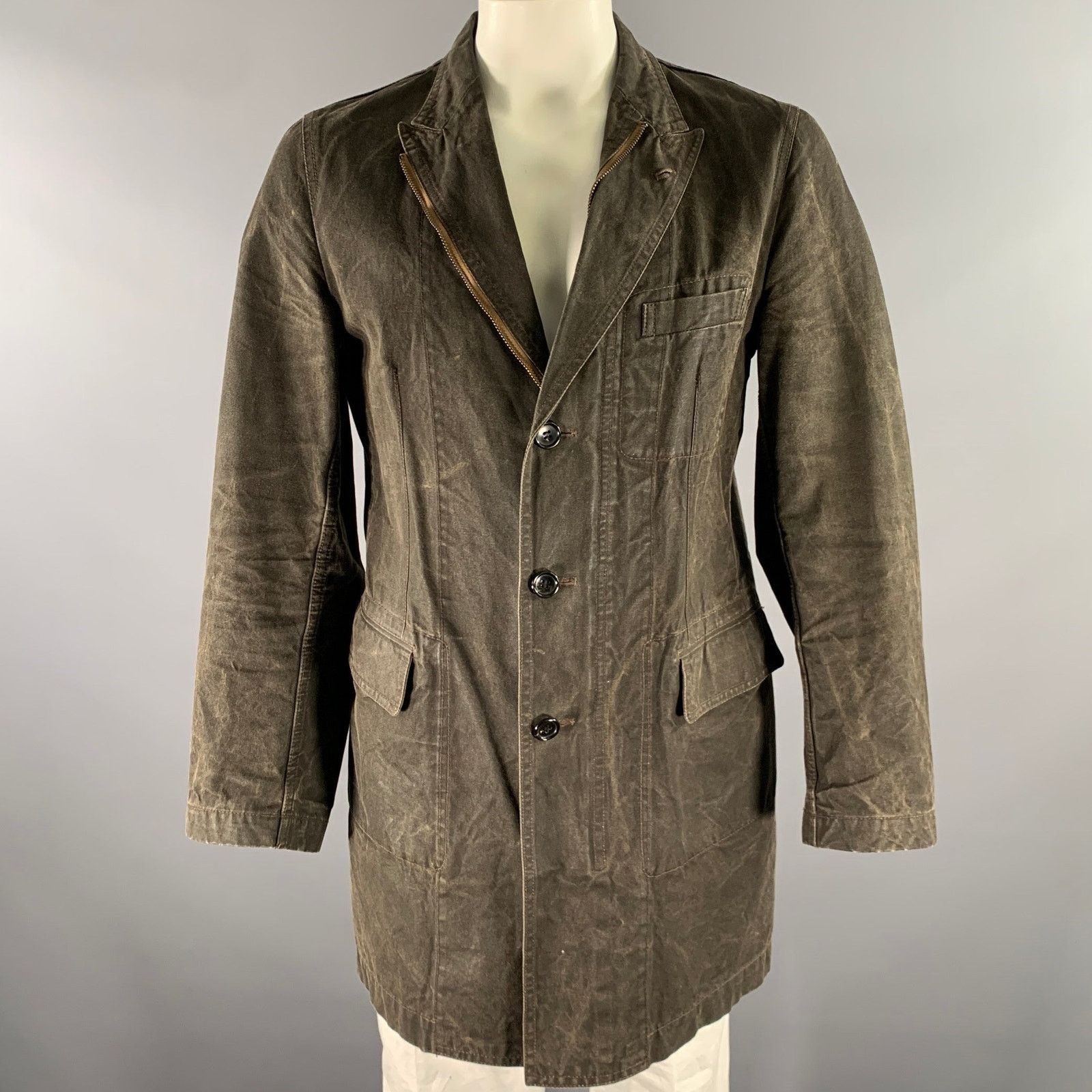 Comme des Garcons Homme COMME des GARCONS HOMME Distressed Cotton Peak Lapel Jacket Size US L / EU 52-54 / 3 - 1 Thumbnail