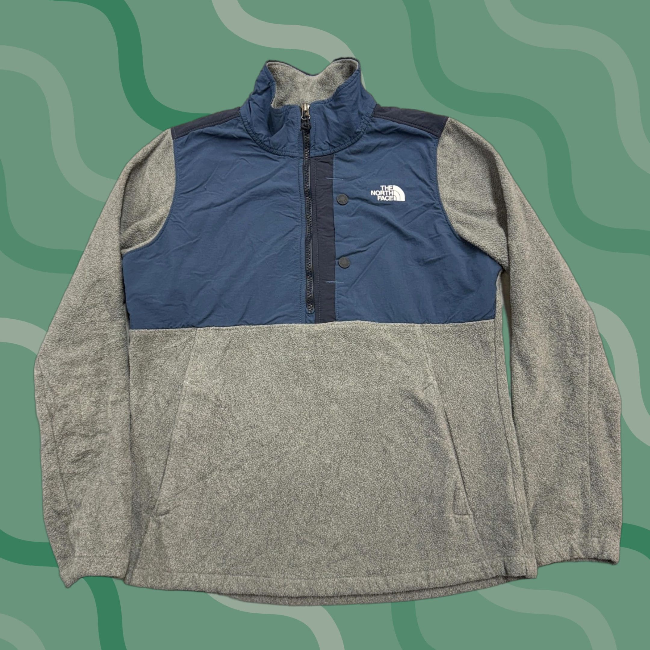 The North Face The North Face Sweater Womens Medium Gray Blue Fleece Snap Half Zip Pullover Size M / US 6-8 / IT 42-44 - 1 Thumbnail