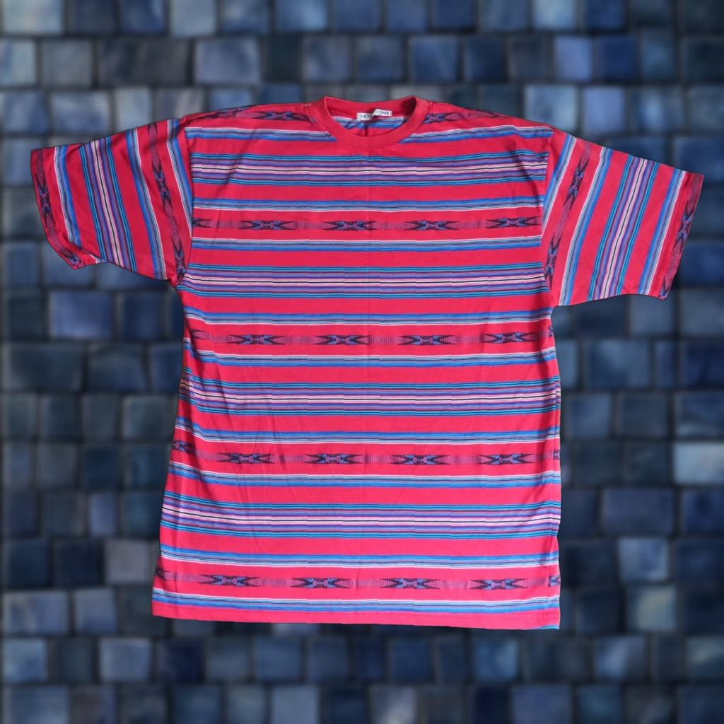 Native VINTAGE McIntosh & Seymour Tee T-Shirt Striped Red 90s Southwest Aztec Native Shirt Mens L Size US L / EU 52-54 / 3 - 1 Thumbnail