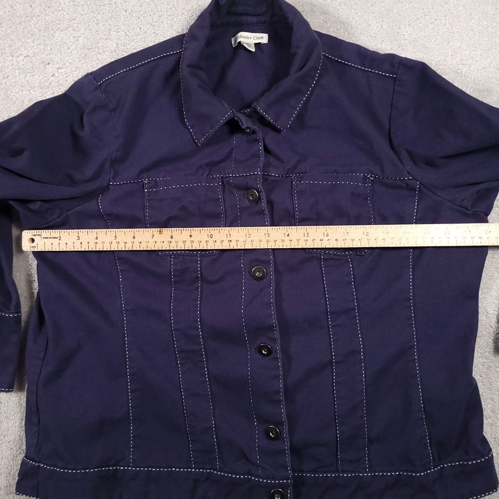 Coldwater Creek Coldwater Creek Denim Jacket Women's 20 Blue Contrasting White Pick Stitch Jacket Women Plus Size 20 Blue Stitching Pockets Modern Casual Size 3XL / US 20-22 - 5 Thumbnail