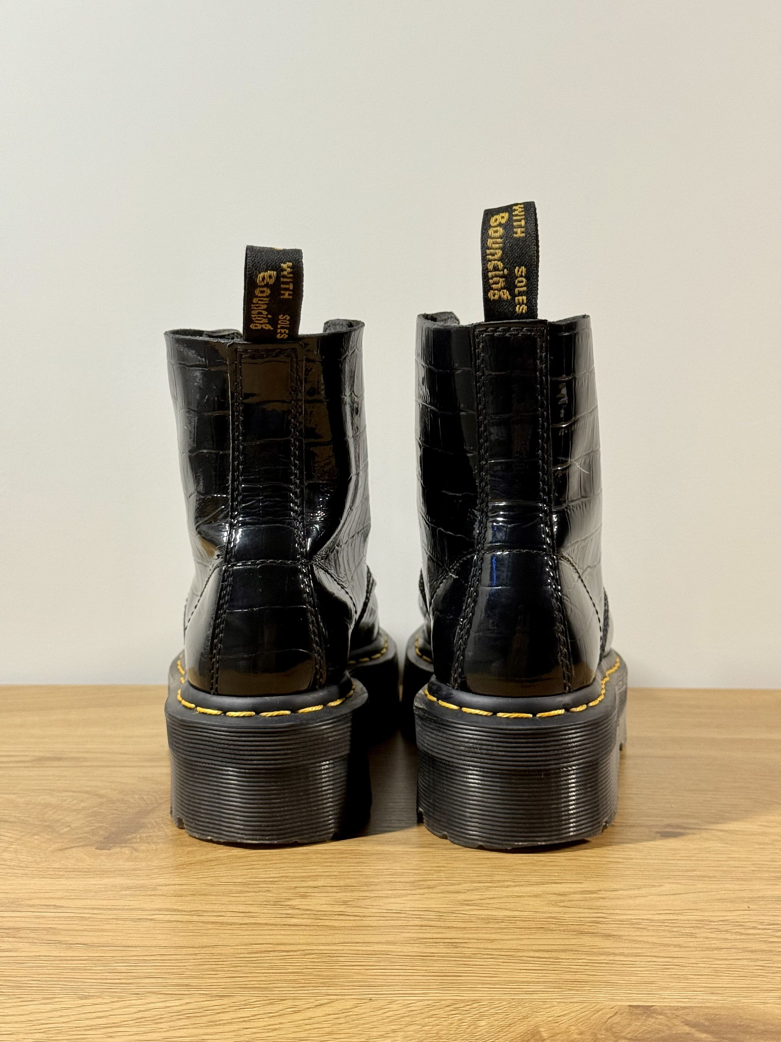 Dr. Martens Dr. Martens Black Croc Embossed Platform Leather Boots US6 Size US 6 / IT 36 - 6 Thumbnail