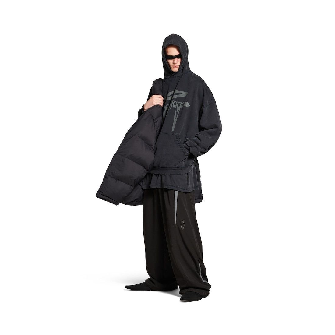 Balenciaga o1bcso1str1225 3B Liquified Hoodie Large Fit in Black Size US M / EU 48-50 / 2 - 2 Thumbnail