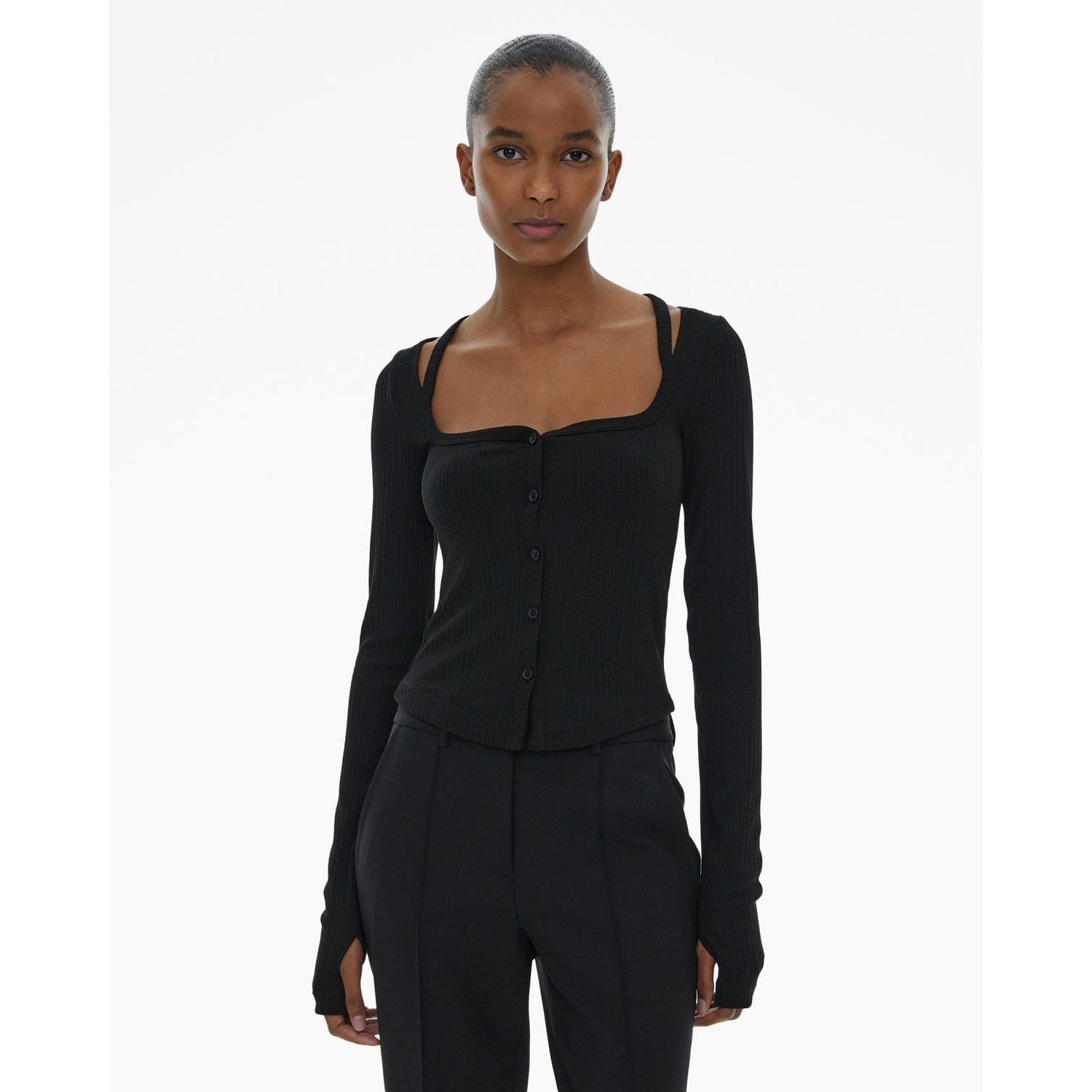 Helmut Lang helmut lang square neck cardigan - black Size M / US 6-8 / IT 42-44 - 6 Thumbnail