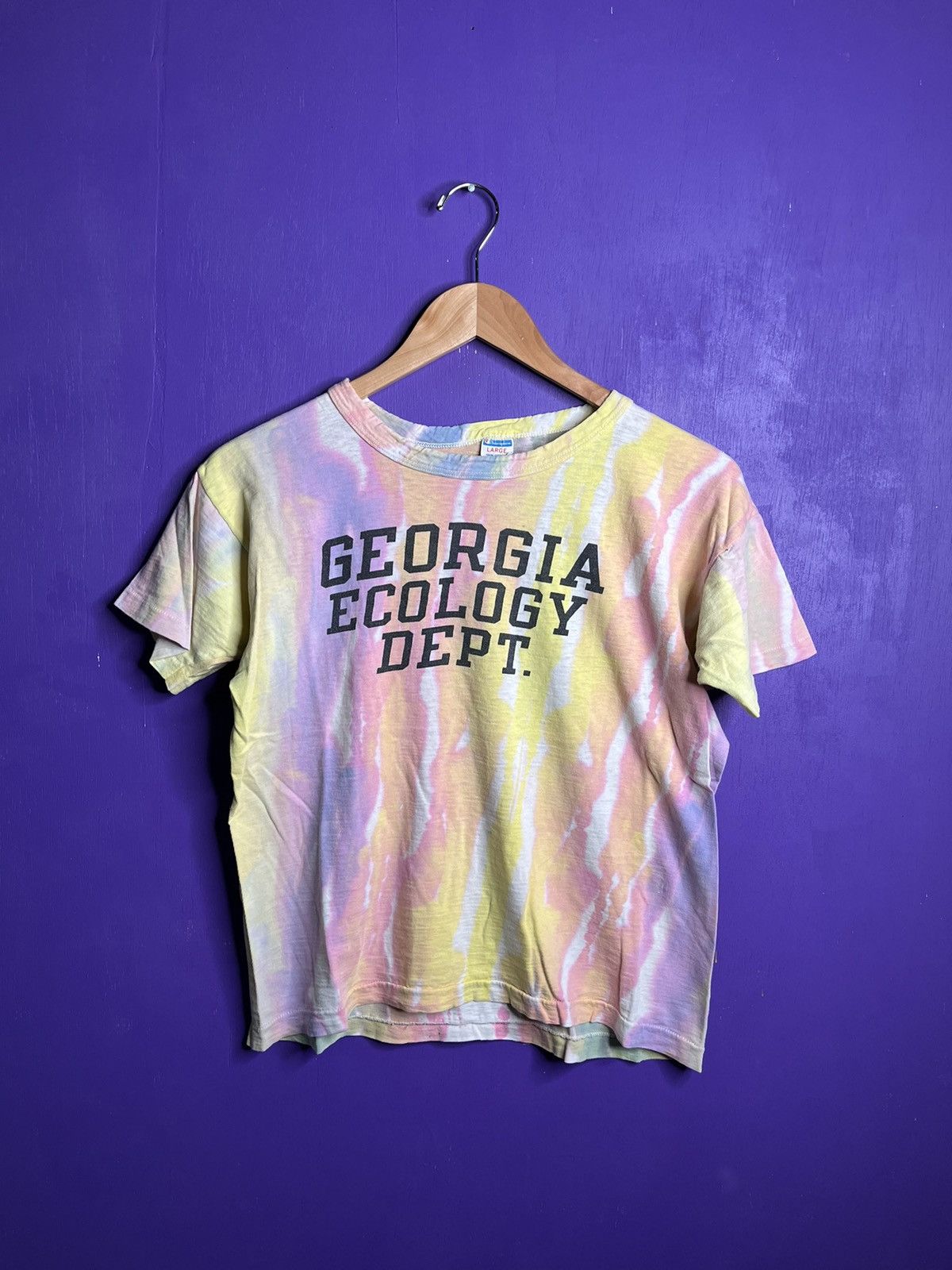 Champion × Vintage Vintage 70s Champion Georgia ecology tie dye t-shirt Size M / US 6-8 / IT 42-44 - 1 Thumbnail