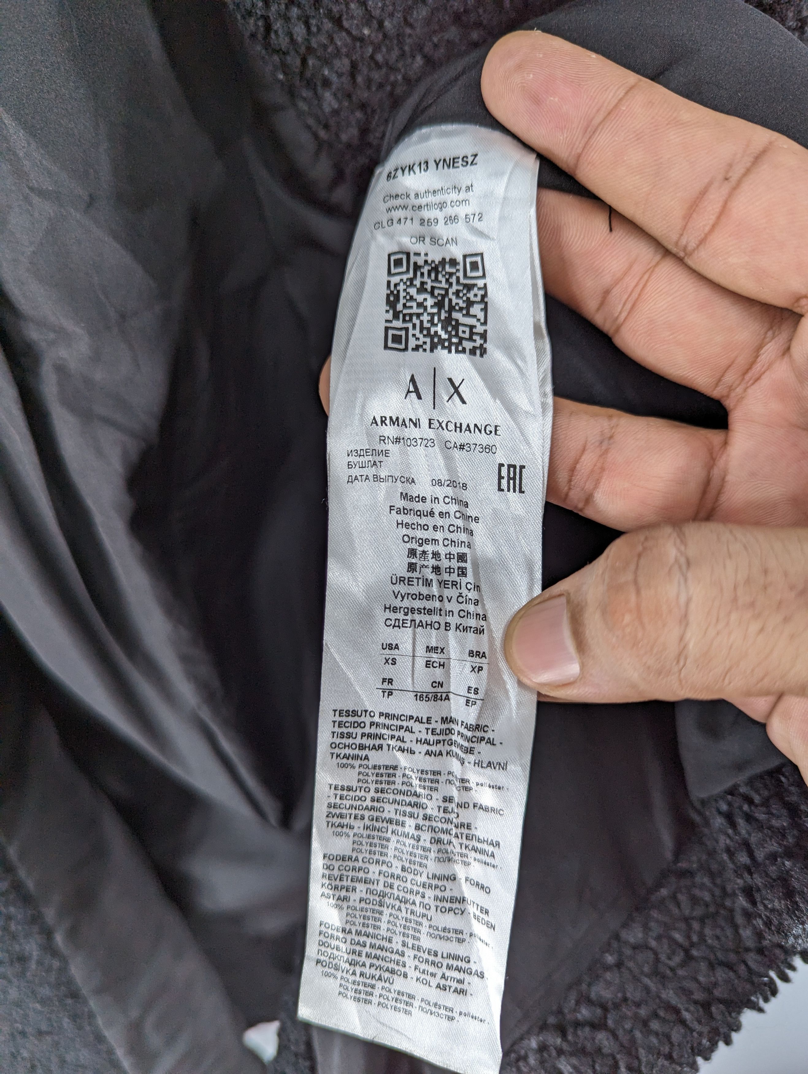 Armani Exchange Armani Exchange Teddy Black Coat Jacket Size XS / US 0-2 / IT 36-38 - 12 Thumbnail