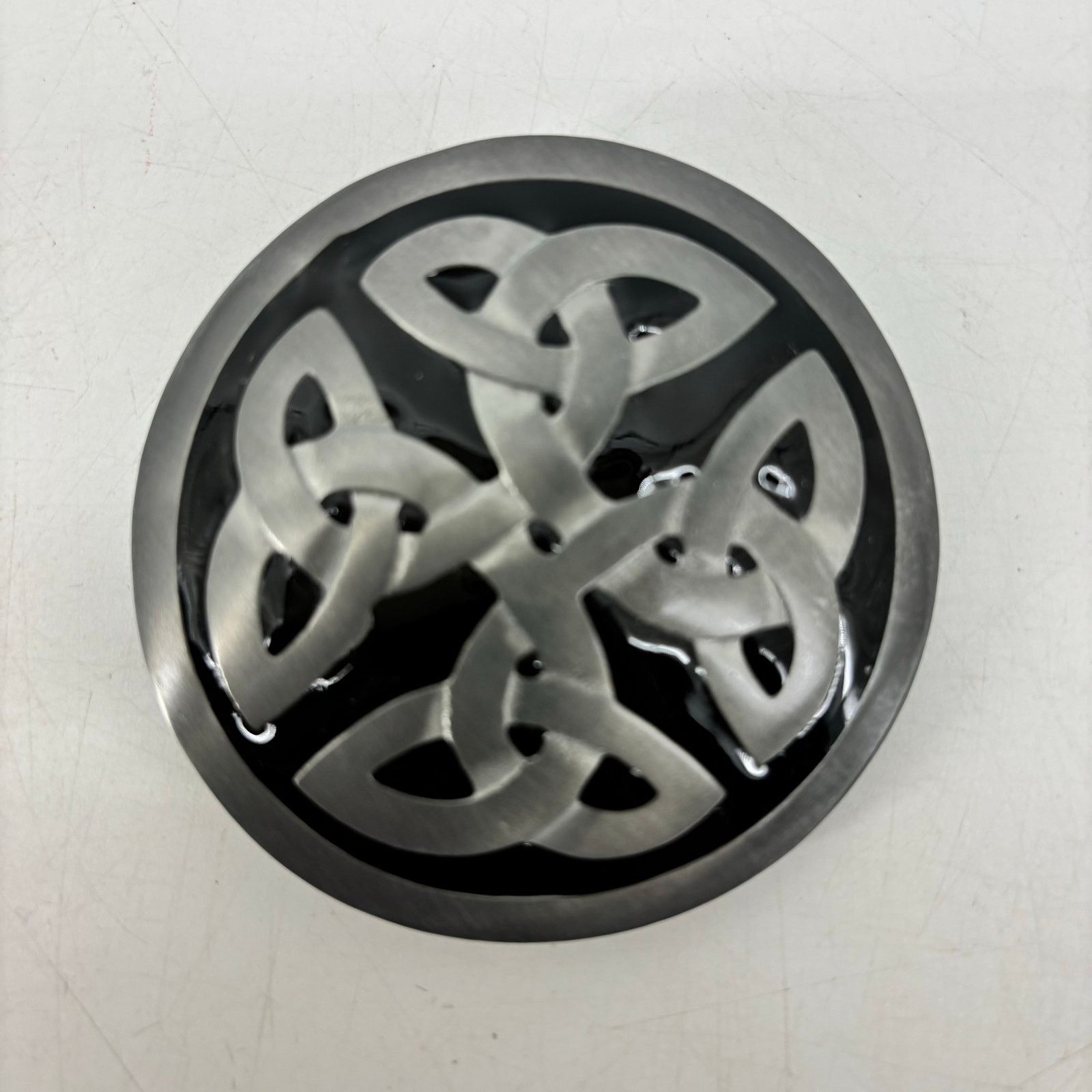 Vintage Belt Buckle Celtic Pewter Enamel Round Knot Great American Size ONE SIZE - 6 Thumbnail