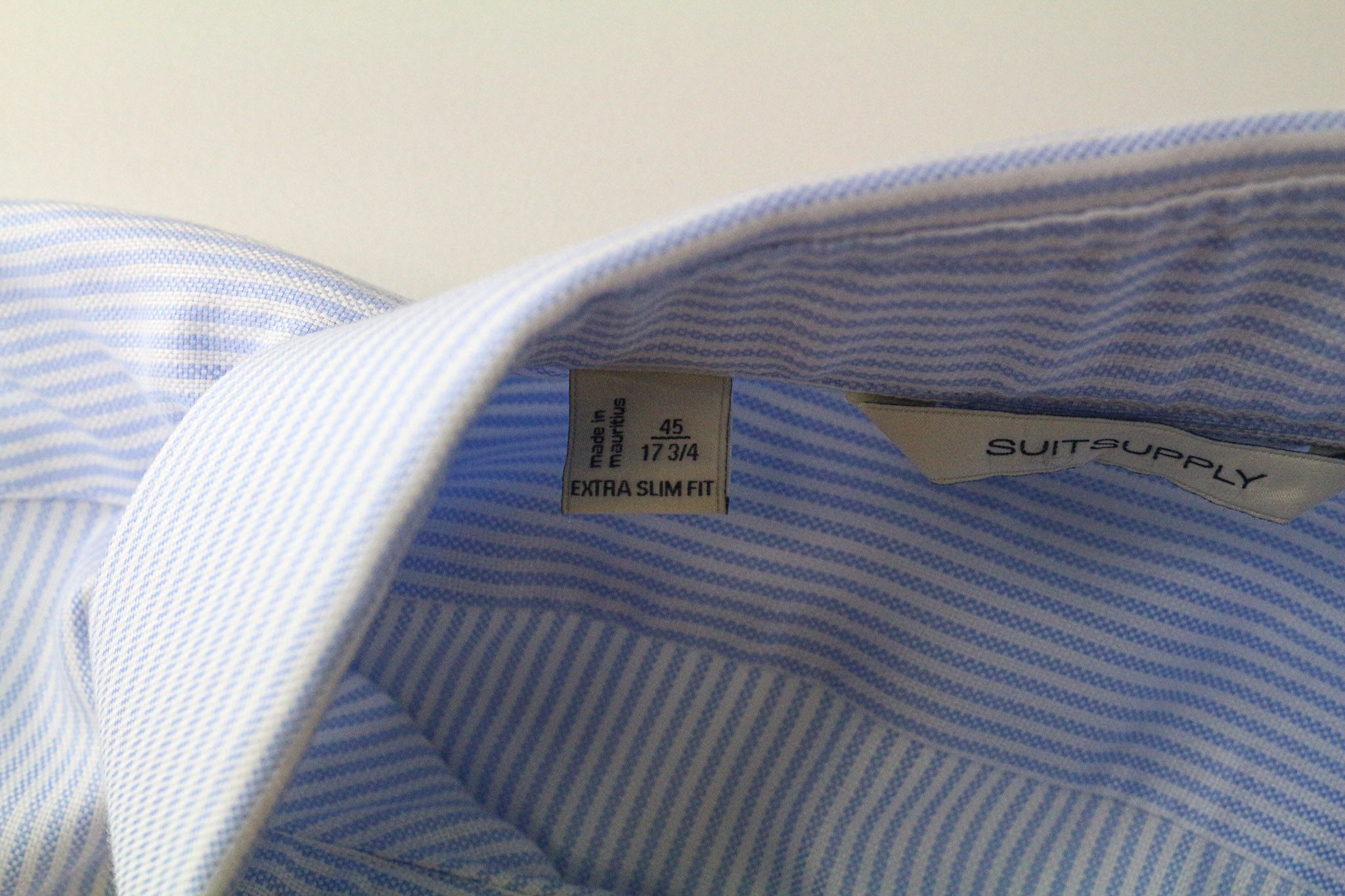 Suitsupply 45/17 3/4 Extra Slim Blue Cotton Striped Shirt 78227 Size 44R - 5 Thumbnail