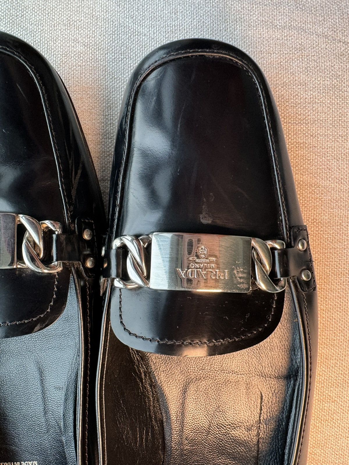 Prada Prada Silver Chain leather black ballet flats Size US 7 / IT 37 - 3 Thumbnail