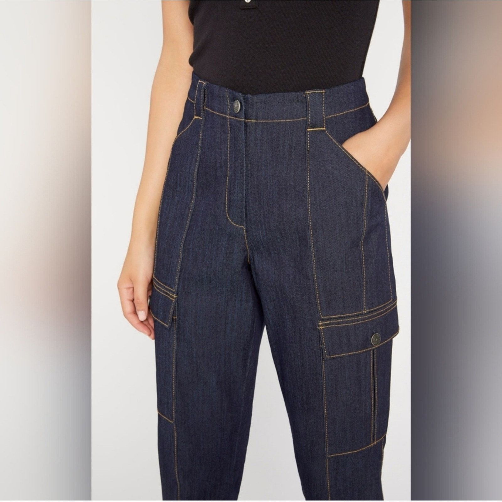 Cinq a Sept 5a7 Cinq a Sept Kelly Cargo Denim Stitching Jogger Size 6 Size 29" - 5 Thumbnail