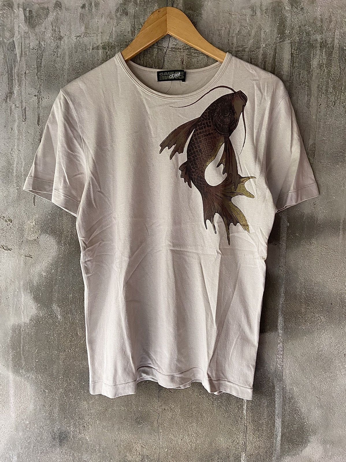 image of Gaultier Homme Objet x Jean Paul Gaultier Vintage Gaultier Homme Object Fish Tee in Cream (Size Med