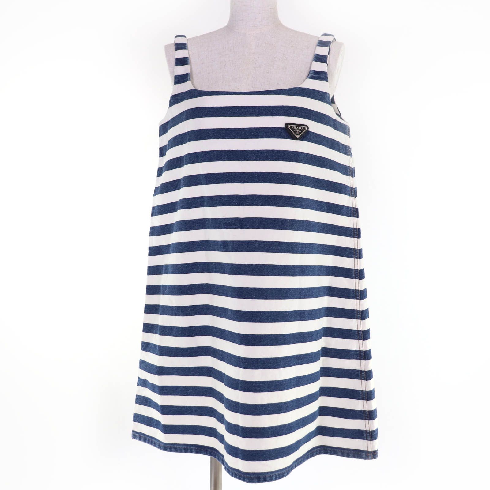 Prada Prada Prada Triangle Logo Organic Cotton Denim One Piece Top Textile Tops DUTY FREE for USA Size ONE SIZE - 1 Thumbnail