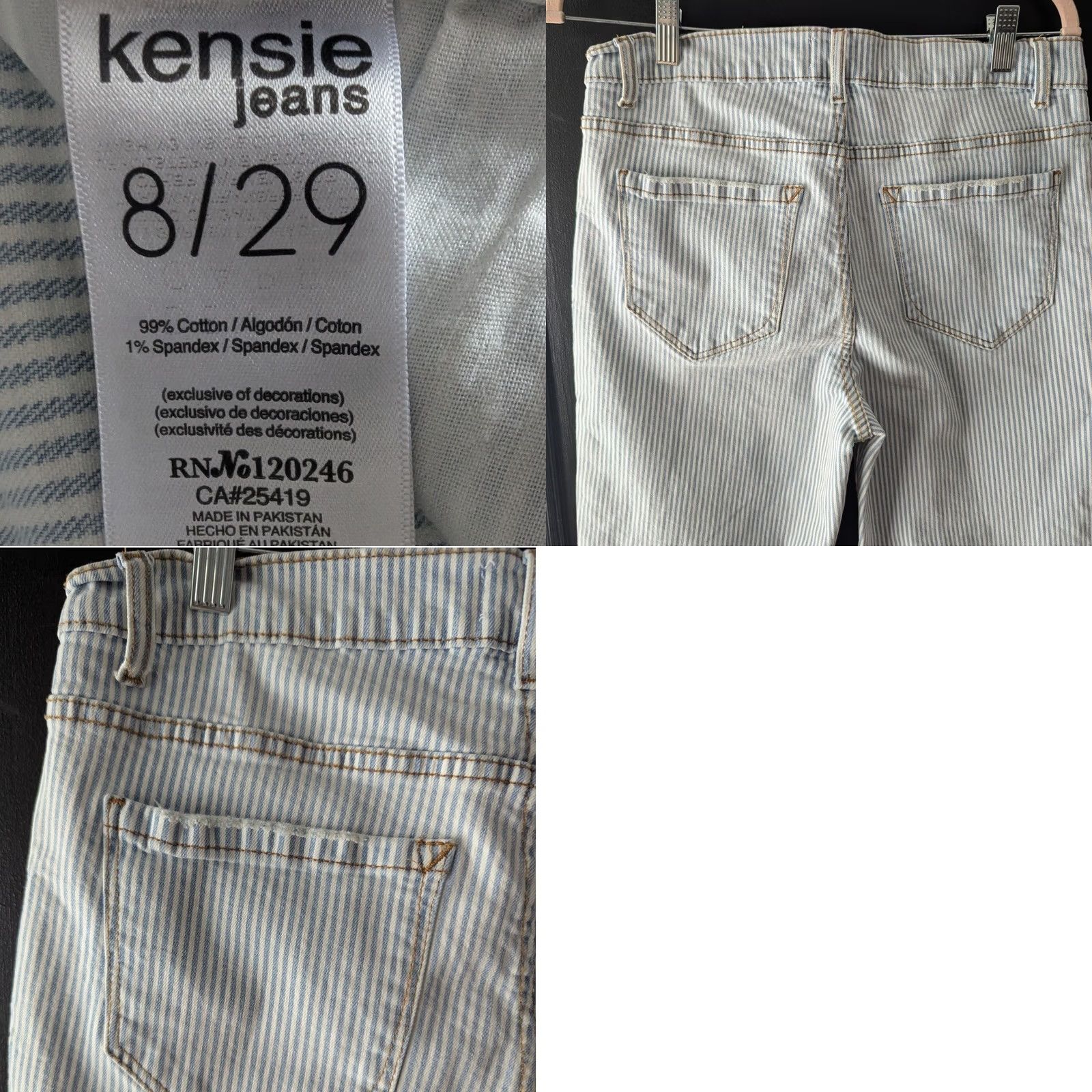 Vintage Kensie Jeans Womens The Allie High Rise Slim Straight Ankle Striped Denim 8/29 Size 29" - 8 Thumbnail
