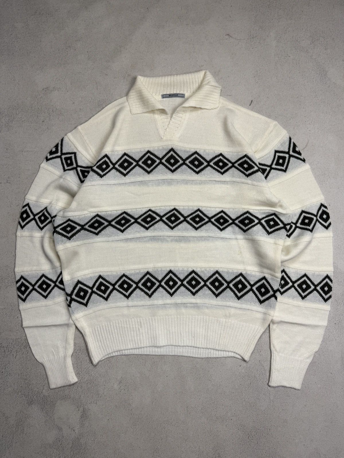 Vintage Vintage Knit Polo Sweater Classic Geometric Diamond Size US M / EU 48-50 / 2 - 1 Thumbnail