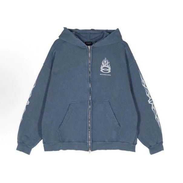 Balenciaga Balenciaga Smog blue flame double-ring hoodie Size US L / EU 52-54 / 3 - 7 Thumbnail