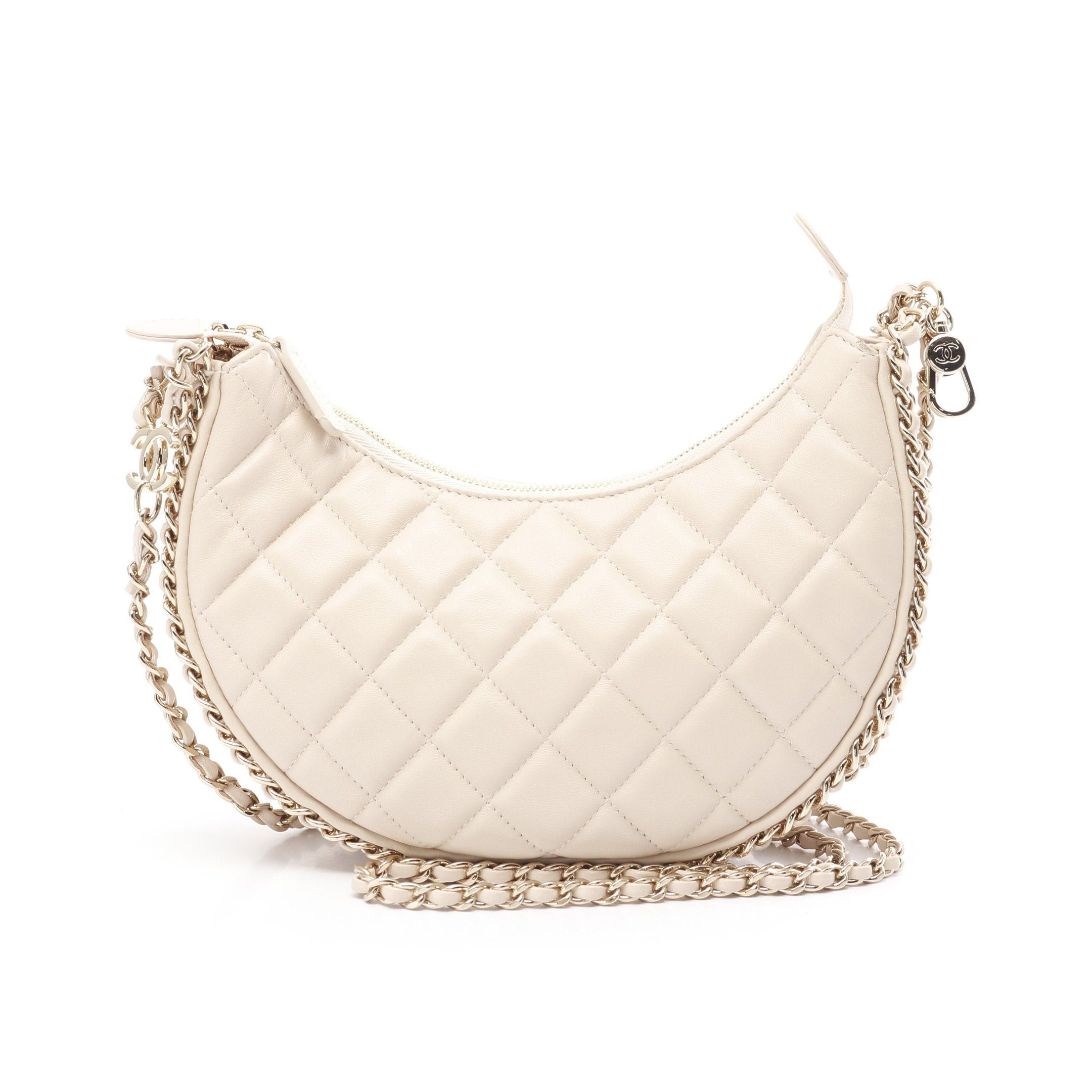 Chanel Chanel Matelasse Small Hobo Chain Shoulder Bag Lambskin Light Beige Gold Hardware Size ONE SIZE - 1 Thumbnail