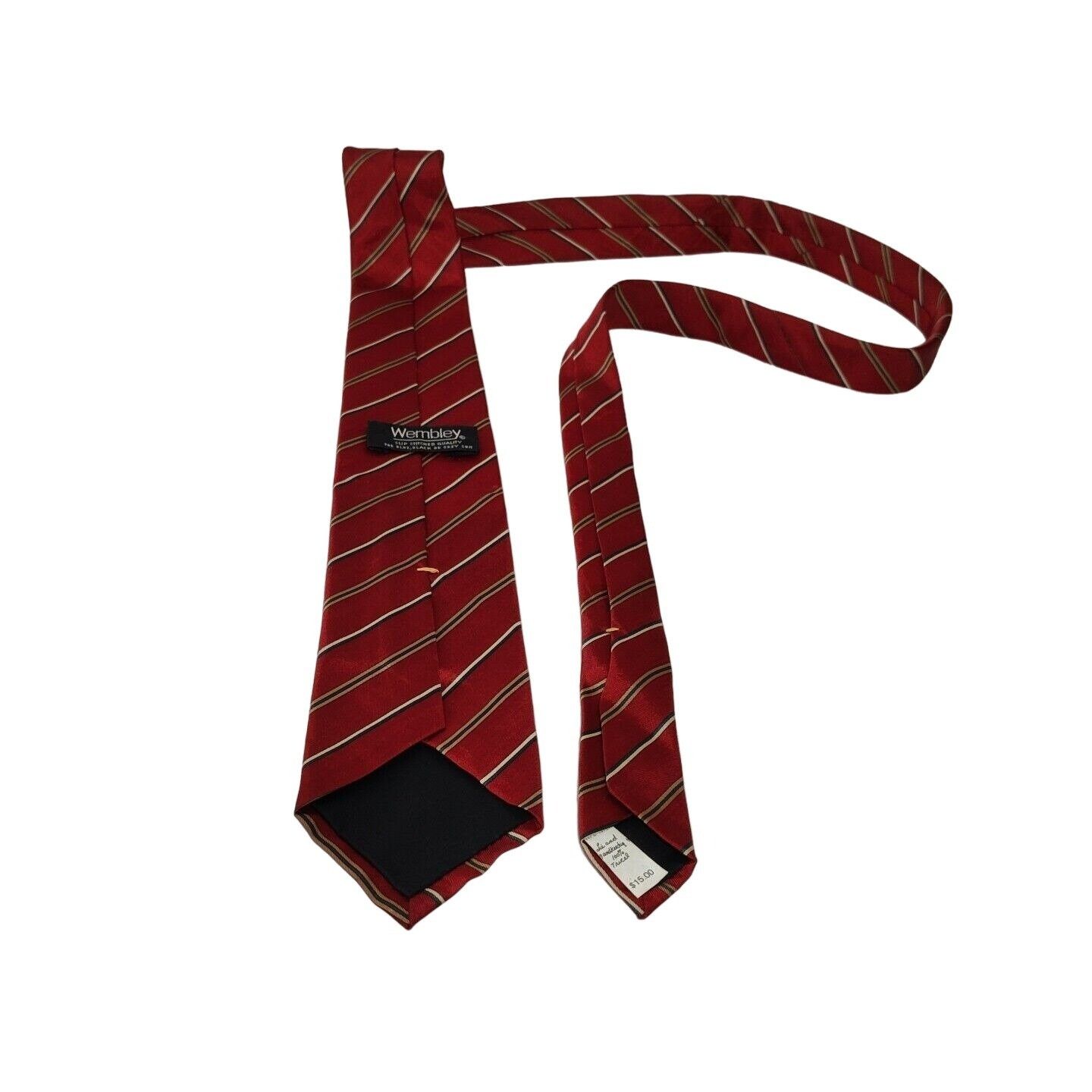 Other Vintage 60s 70s Wembley Red Stripe Men Slim Tie Necktie Work Size ONE SIZE - 4 Thumbnail