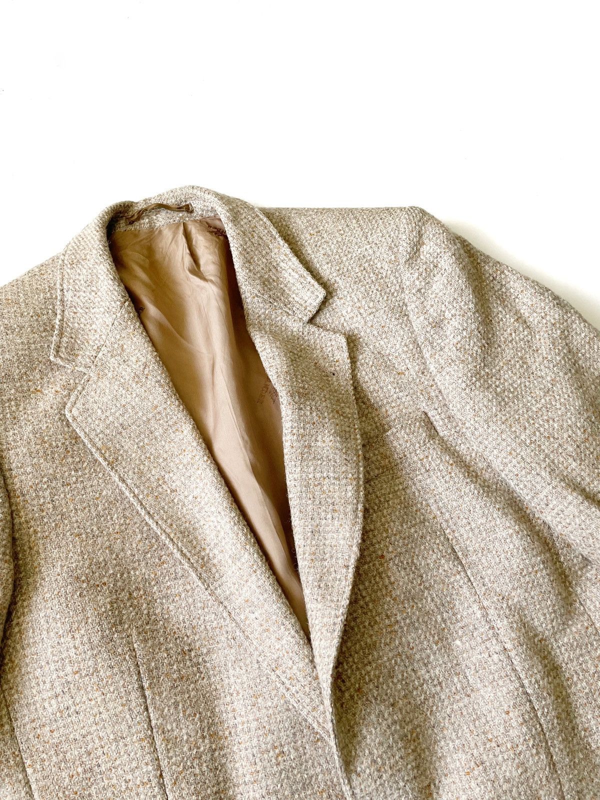 Harris Tweed × Vintage Commander Real Vintage Tweed Wool Blazer Beige Size S-M Men Size 40R - 3 Thumbnail
