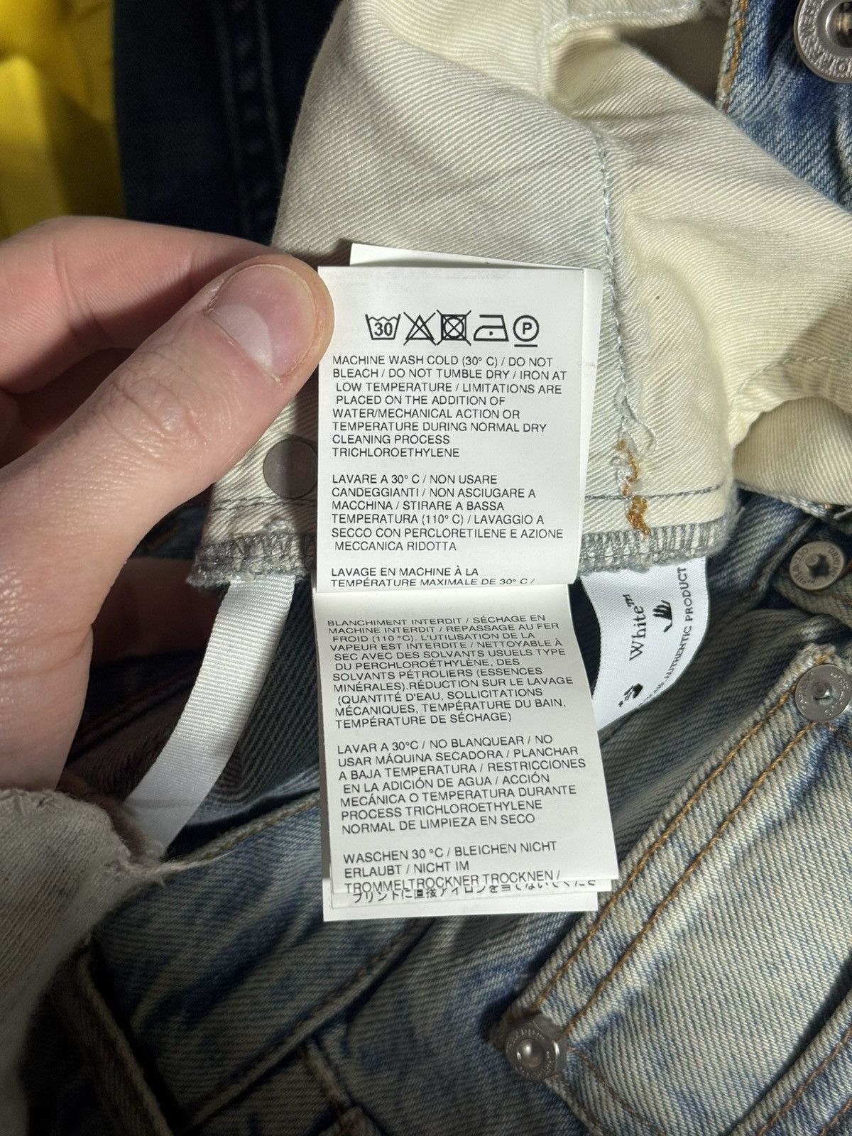 Off-White Off White Diagonal Print Washed Denim Jeans Size US 32 / EU 48 - 8 Thumbnail