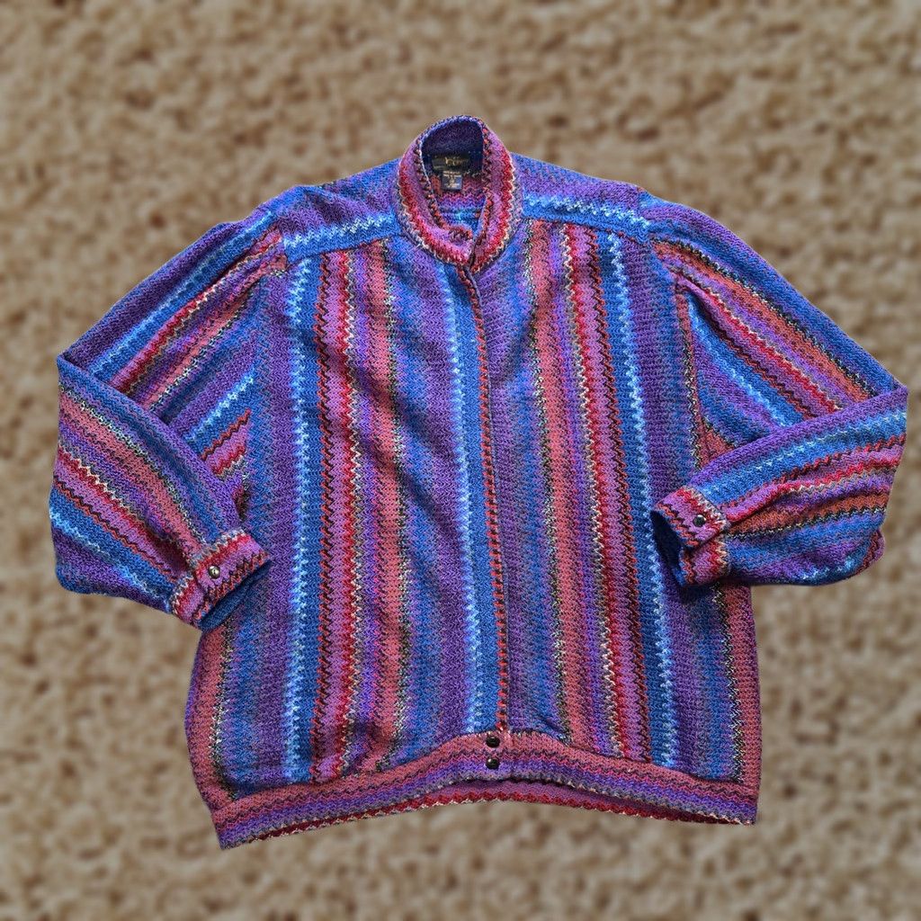 Lee VINTAGE Bonnie Lee Leroy Jacket Womens Size 44 Blue Rainbow Maximalist Art 80s Jacket for Women Cancelled? Size M / US 6-8 / IT 42-44 - 1 Thumbnail