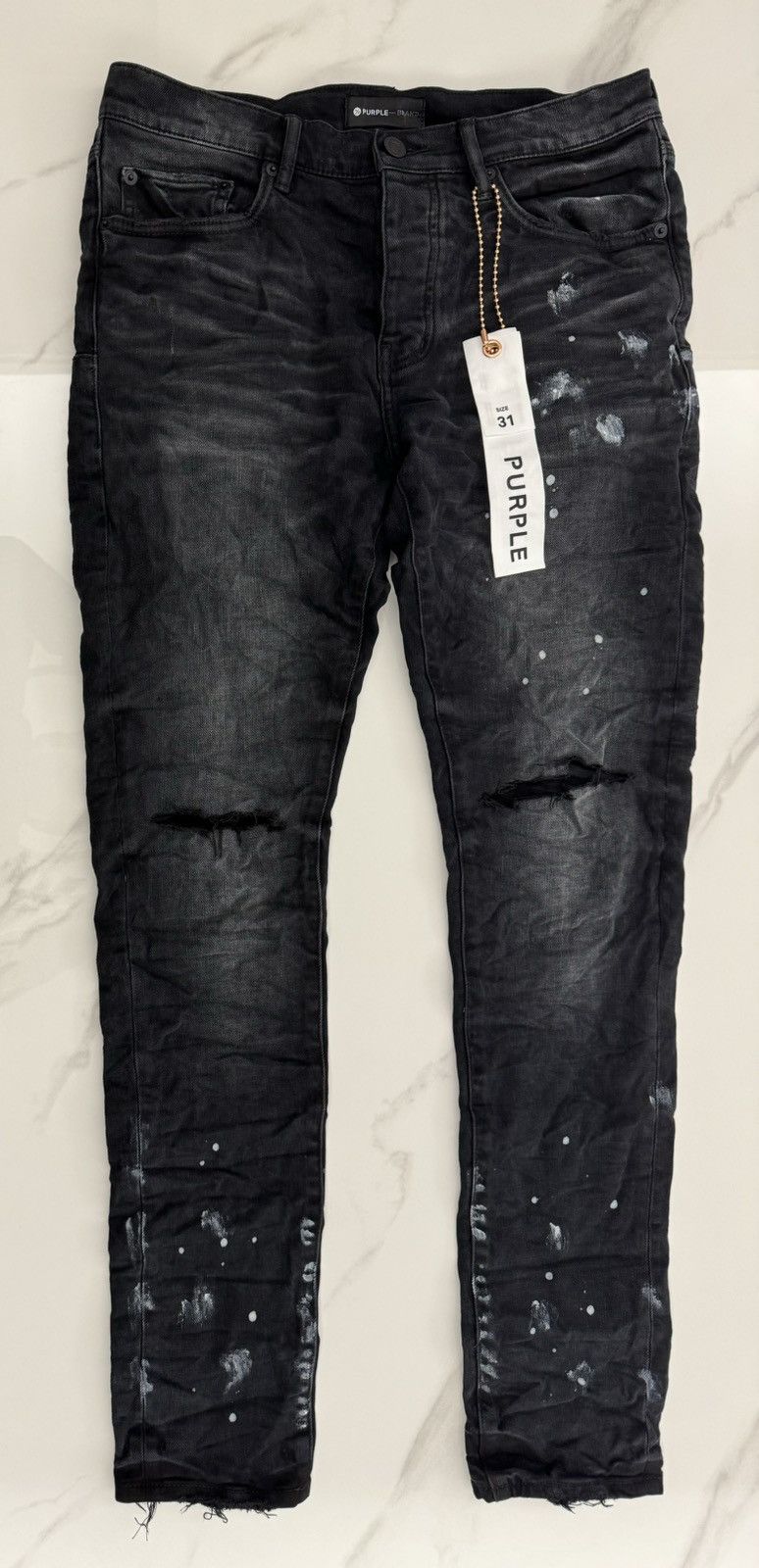 Purple P001 Black Resin Knee Slit Size US 31 - 3 Thumbnail