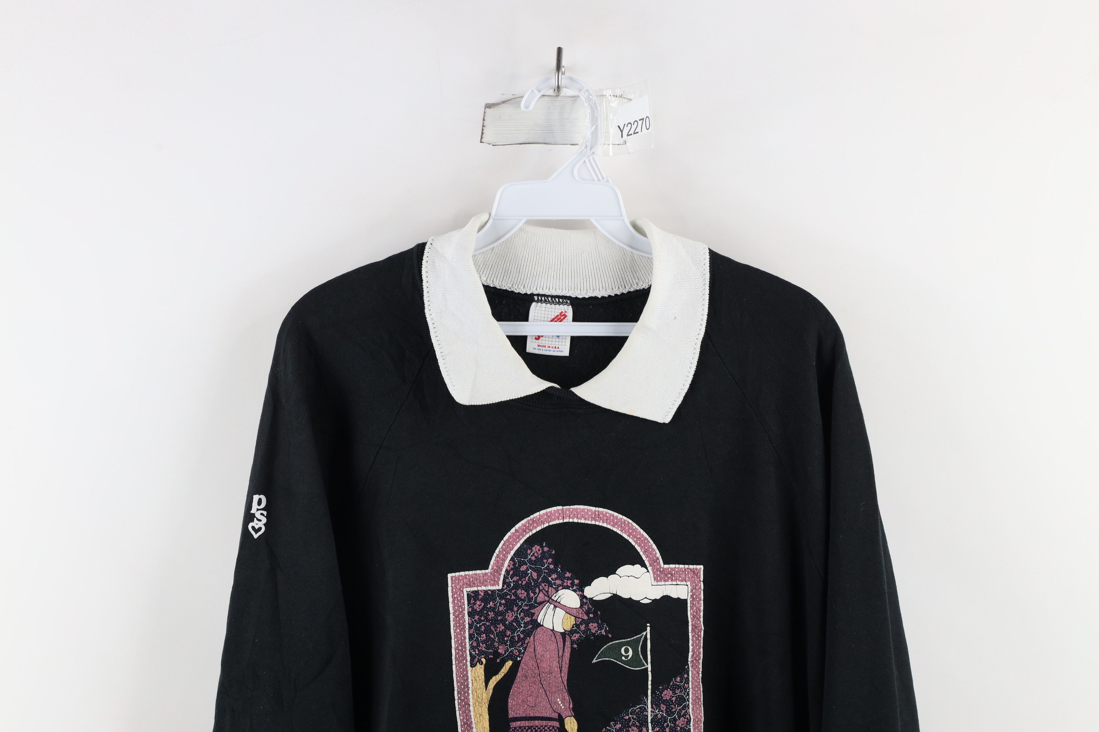 Vintage Vintage 90s Streetwear Nature Collared Sweatshirt Black USA Size XXL / US 16-18 / IT 52-54 - 2 Thumbnail