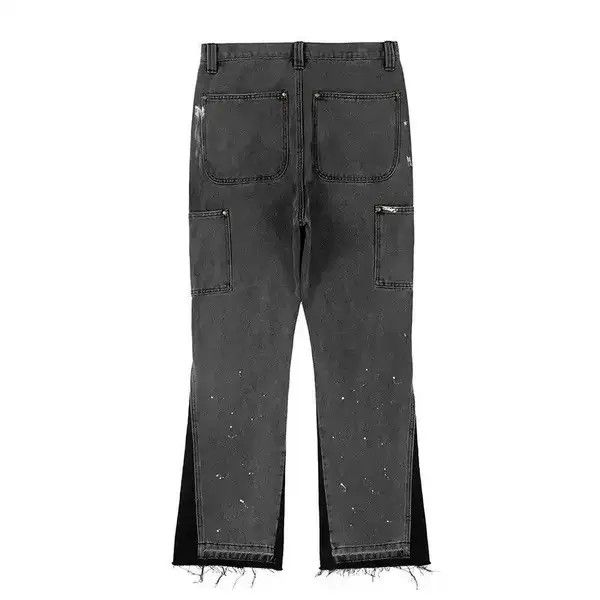 Japanese Brand Splash Ink Painted Washed Micro Elastic Denim Logging Pants Size US 36 / EU 52 - 4 Thumbnail