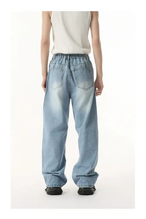 VIBE Japanese retro washed elastic waist straight loose jeans Size US 32 / EU 48 - 6 Thumbnail