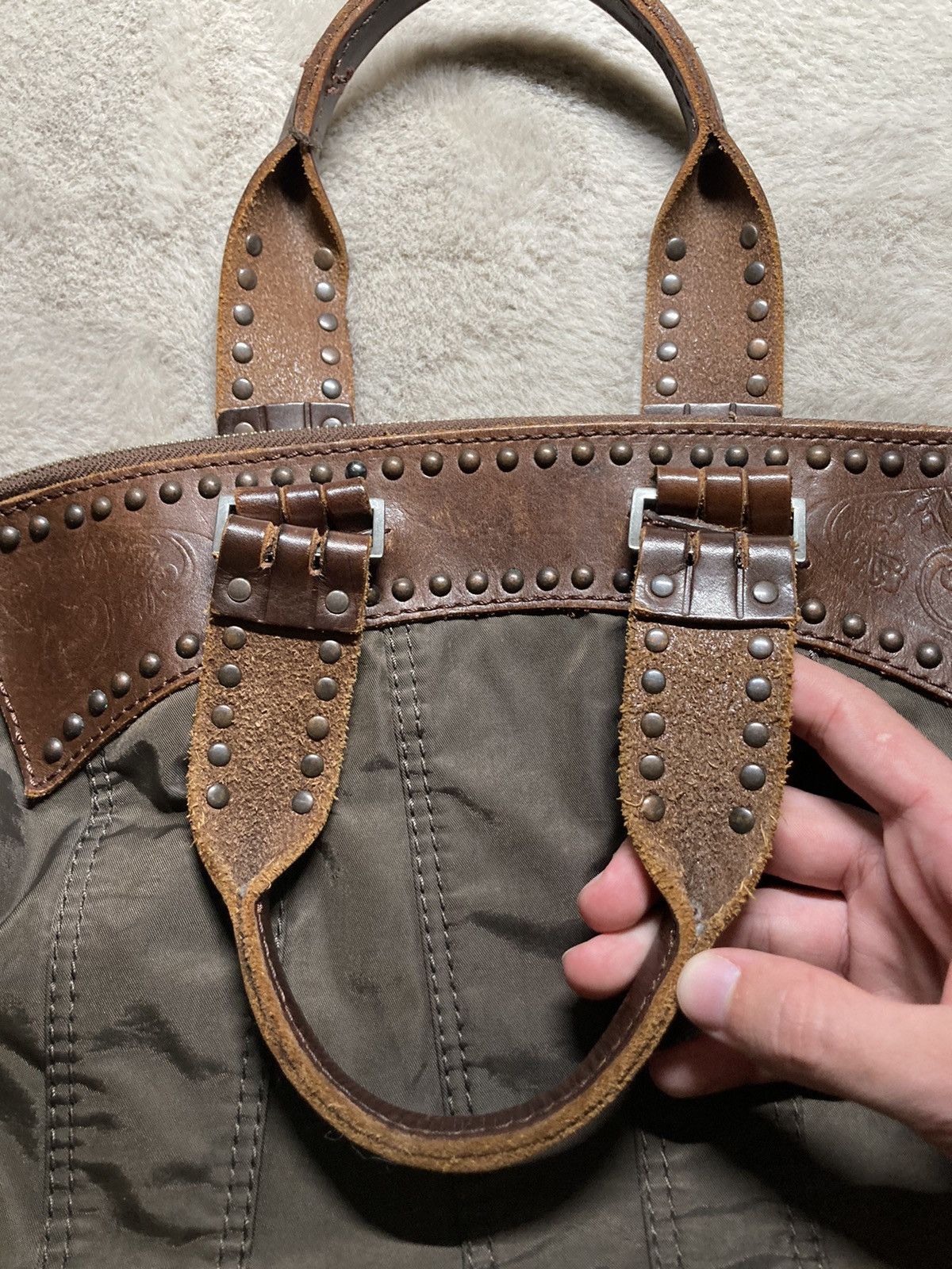 Diesel × Vintage ⛩️Vintage Diesel Avant Garde Brown Mini Handbag leather nylon Size ONE SIZE - 7 Thumbnail