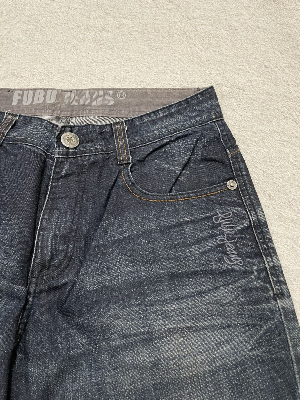 Fubu 2000s Japanese Fubu Indigo Denim Bordir Printed Hysteric Y2K Size US 30 / EU 46 - 3 Thumbnail