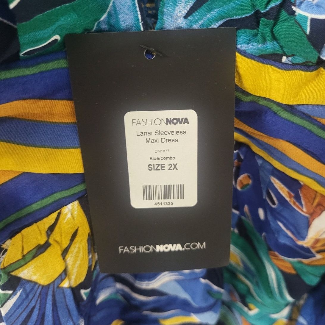 Other Fashion Nova Lanai Sleeveless Maxi Dress - Blue/Combo - 2X Size XXL / US 16-18 / IT 52-54 - 3 Thumbnail