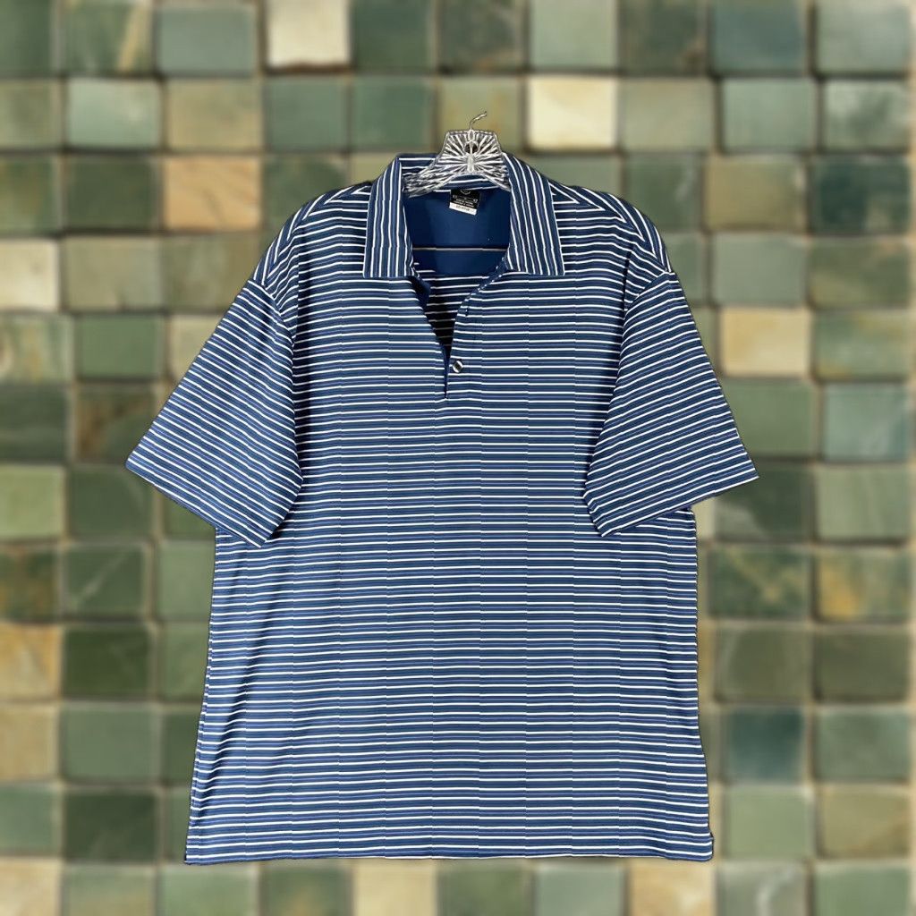 Nike Nike Polo Mens M Blue Striped Dri-Fit UV Size US M / EU 48-50 / 2 - 1 Thumbnail