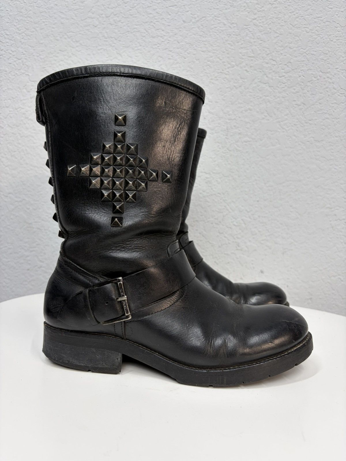 Hedi Slimane Artisan Black Harness High Guidi Vibe Leather Biker Boots Size US 7.5 / EU 40-41 - 10 Thumbnail