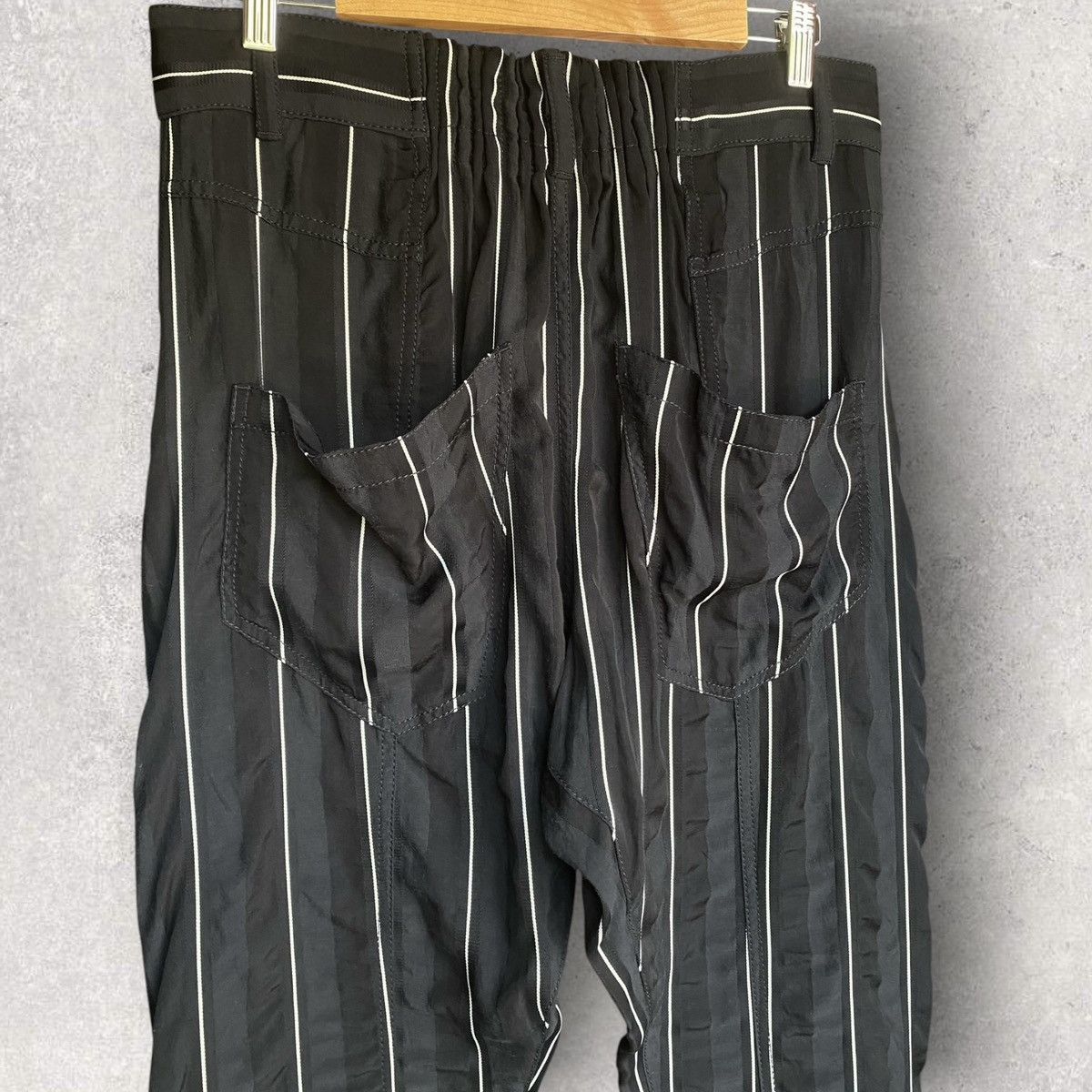 Haider Ackermann SS18 Stripes Rayon Blend Back Elastic Drop Crotch Trousers Size US 32 / EU 48 - 4 Thumbnail