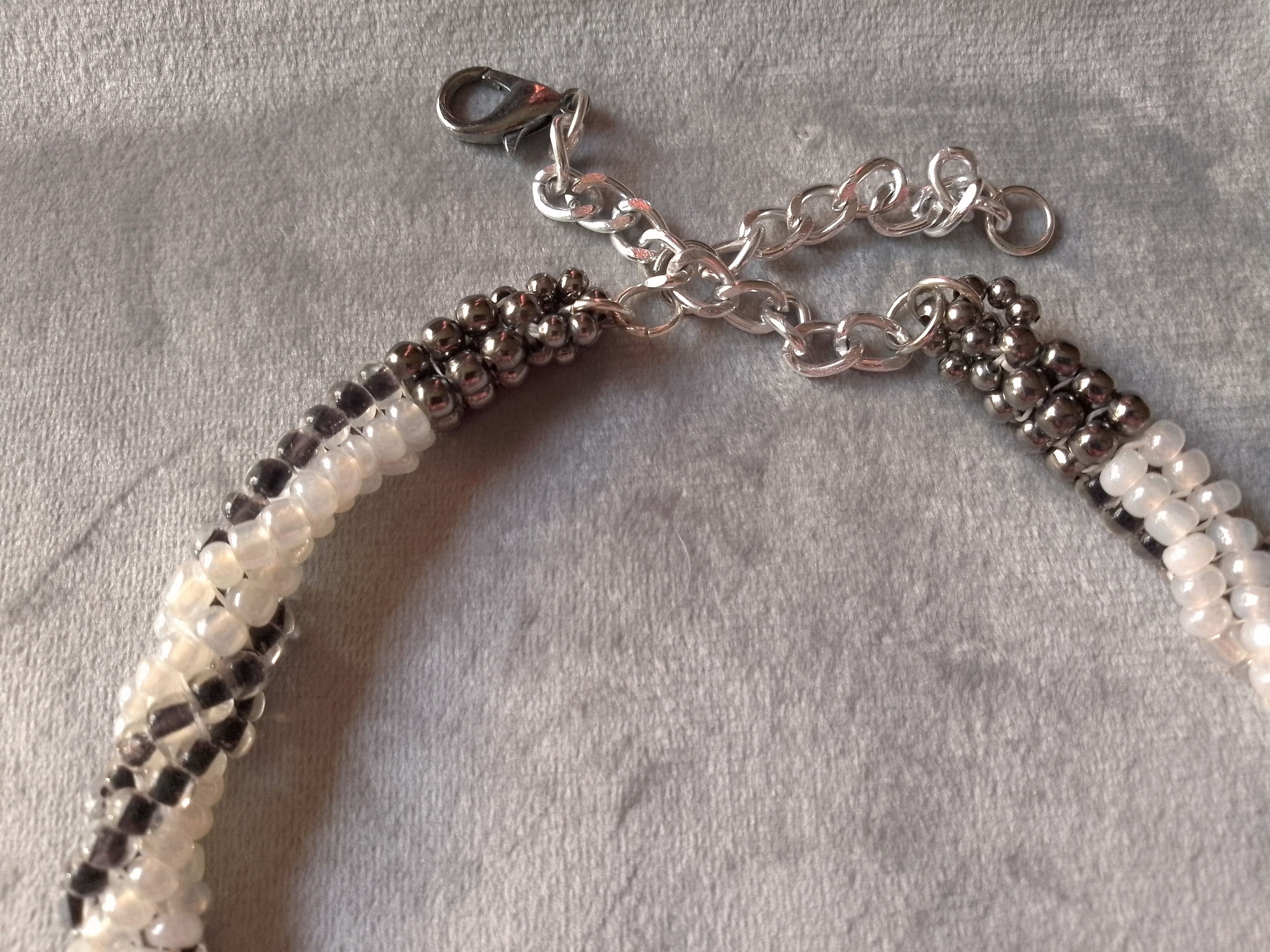 Handmade Necklace Zebra Pattern Beaded Pendant Glass Crystal Size ONE SIZE - 2 Thumbnail