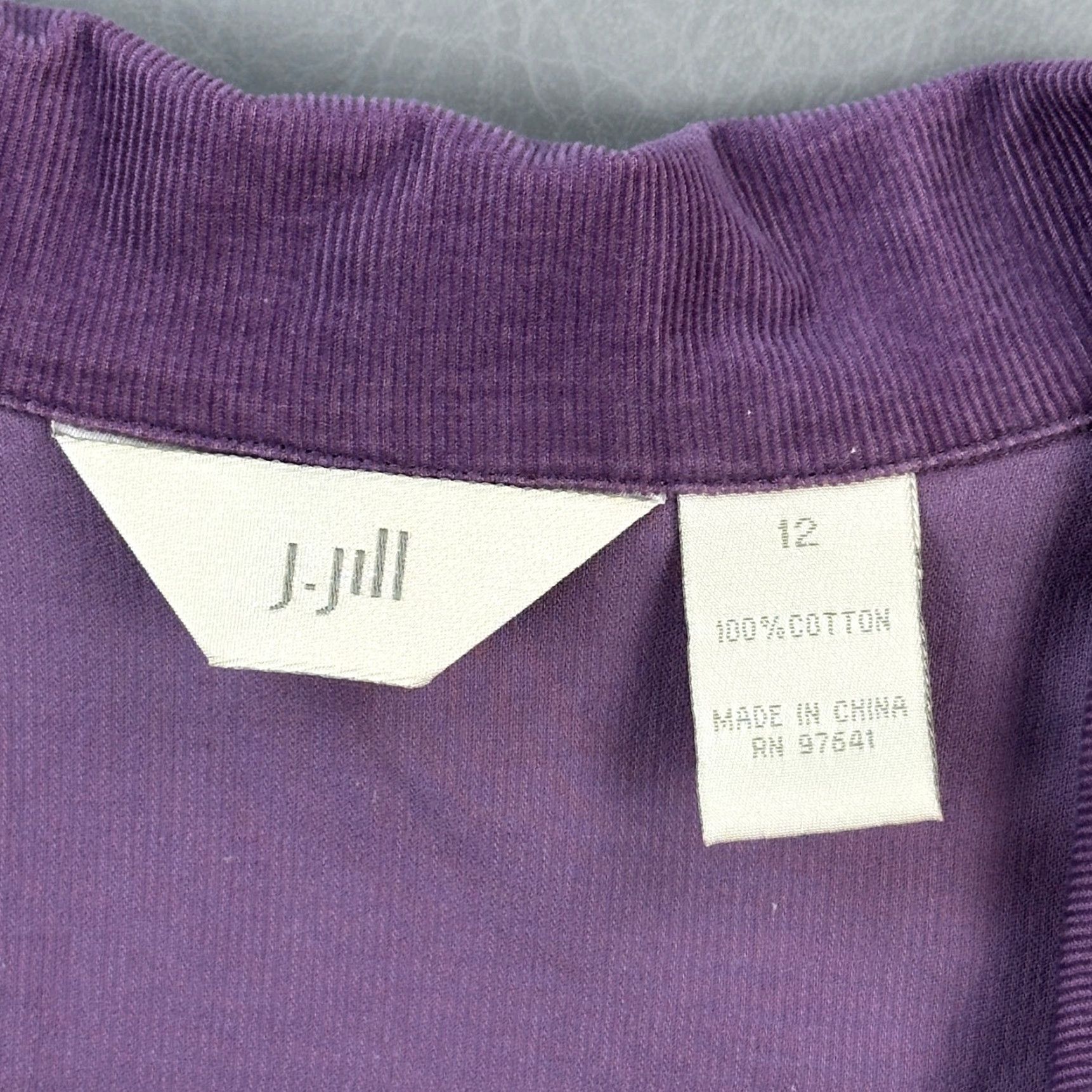 J. Jill J Jill Wrap Jacket Women's 12 Purple Corduroy Tie Front 3/4 Sleeve Casual Jacket Size XL / US 12-14 / IT 48-50 - 5 Thumbnail