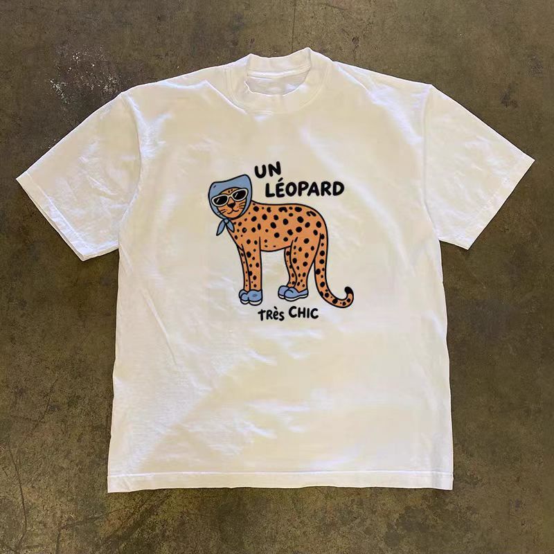 Vintage White Washed Vintage Leopard Print T-Shirt Size US M / EU 48-50 / 2 - 1 Thumbnail