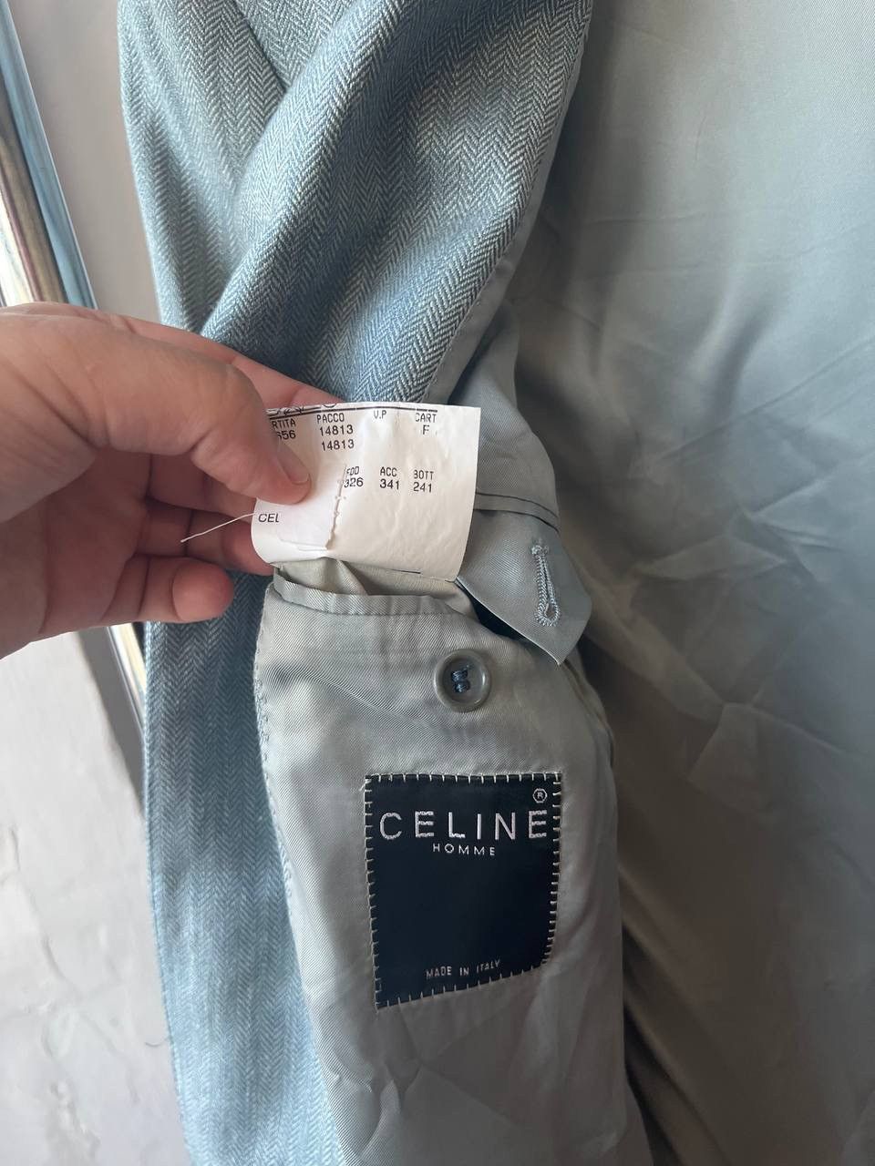 Celine 80/90’s CELINE HOMME RARE GREY MENS LINEN BLAZER JACKET 48 Size US L / EU 52-54 / 3 - 16 Thumbnail