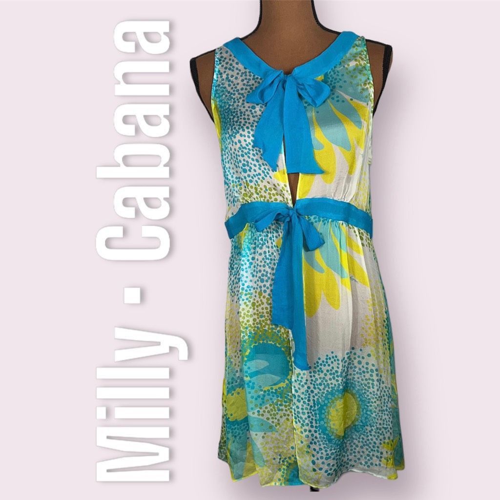 MILLY Milly Cabana, Front Tie Silk Swim Floral Print Bathing Suit Size L / US 10 / IT 46 - 1 Thumbnail