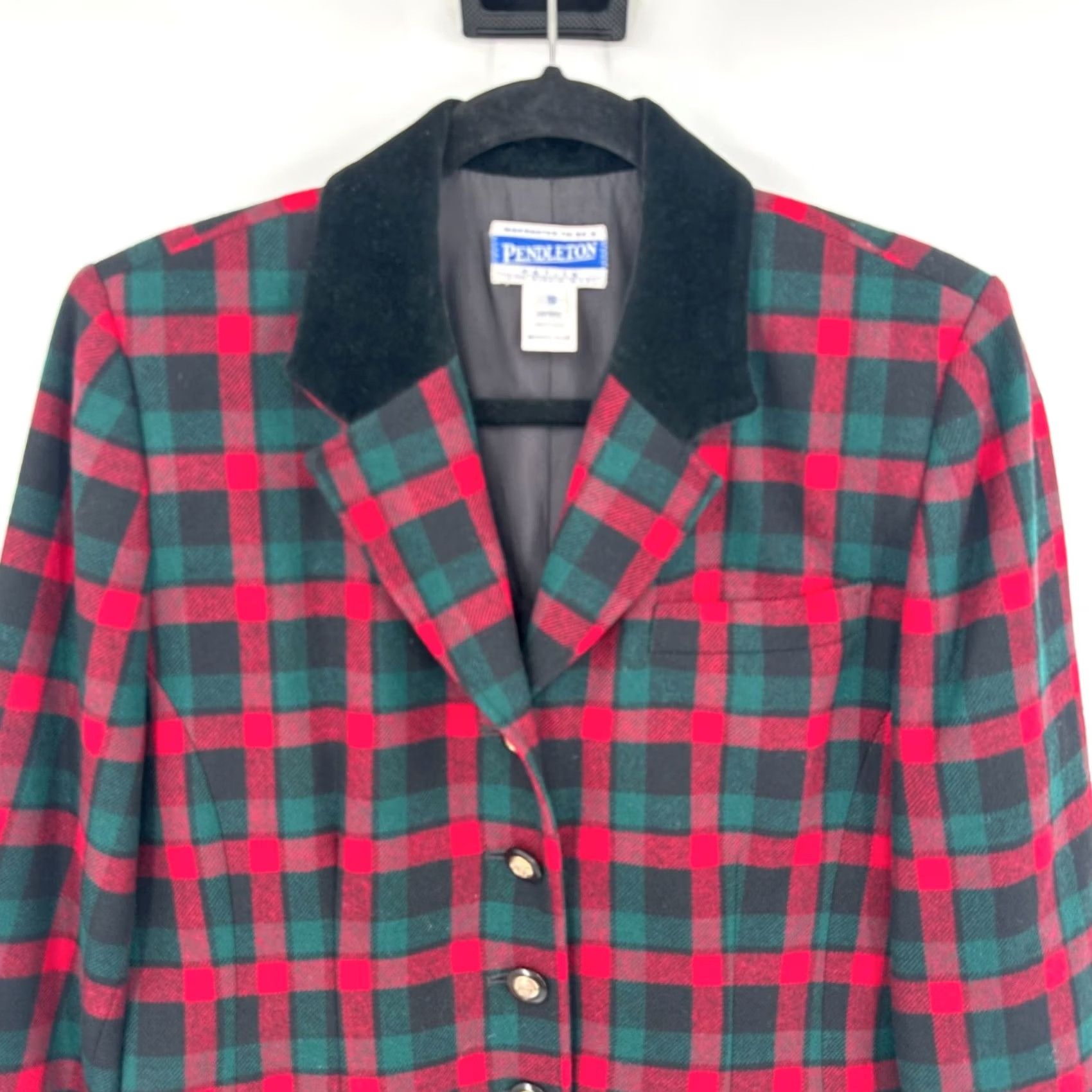 Pendleton Pendleton Blazer Jacket Women's 10 Multi Plaid Wool Notch Lapel Button Front Size L / US 10 / IT 46 - 3 Thumbnail